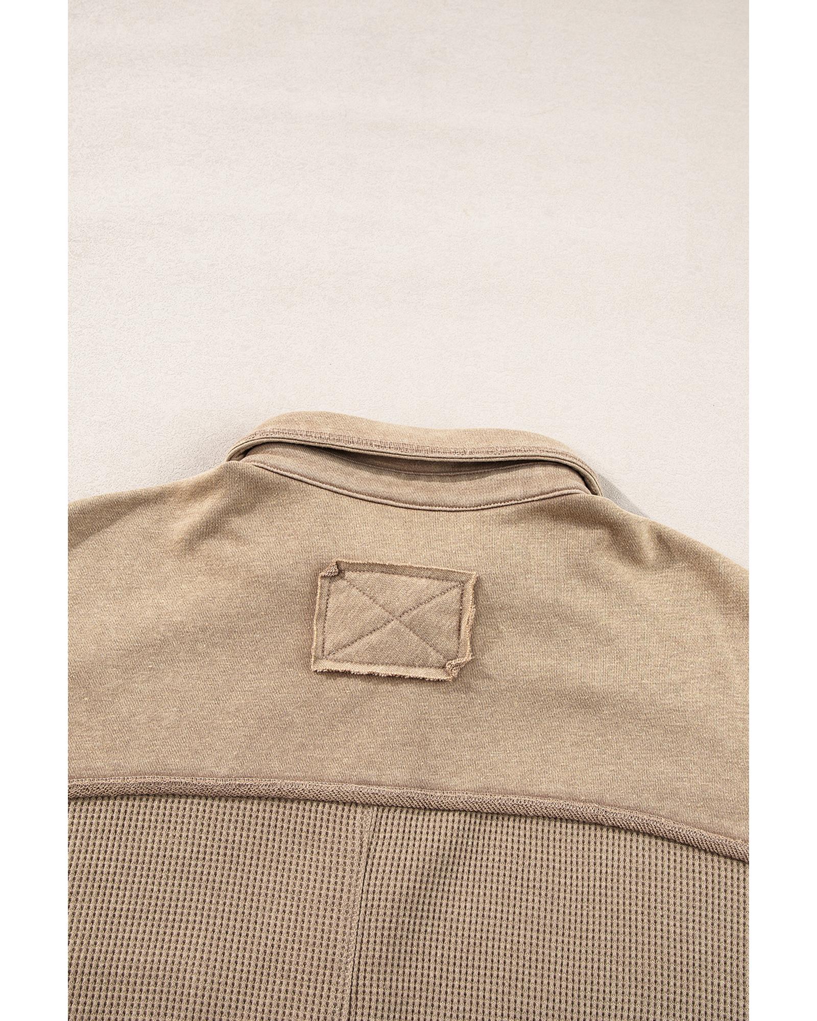 Goat Mineral Wash Textured Patchwork Loose Fit Shacket - M