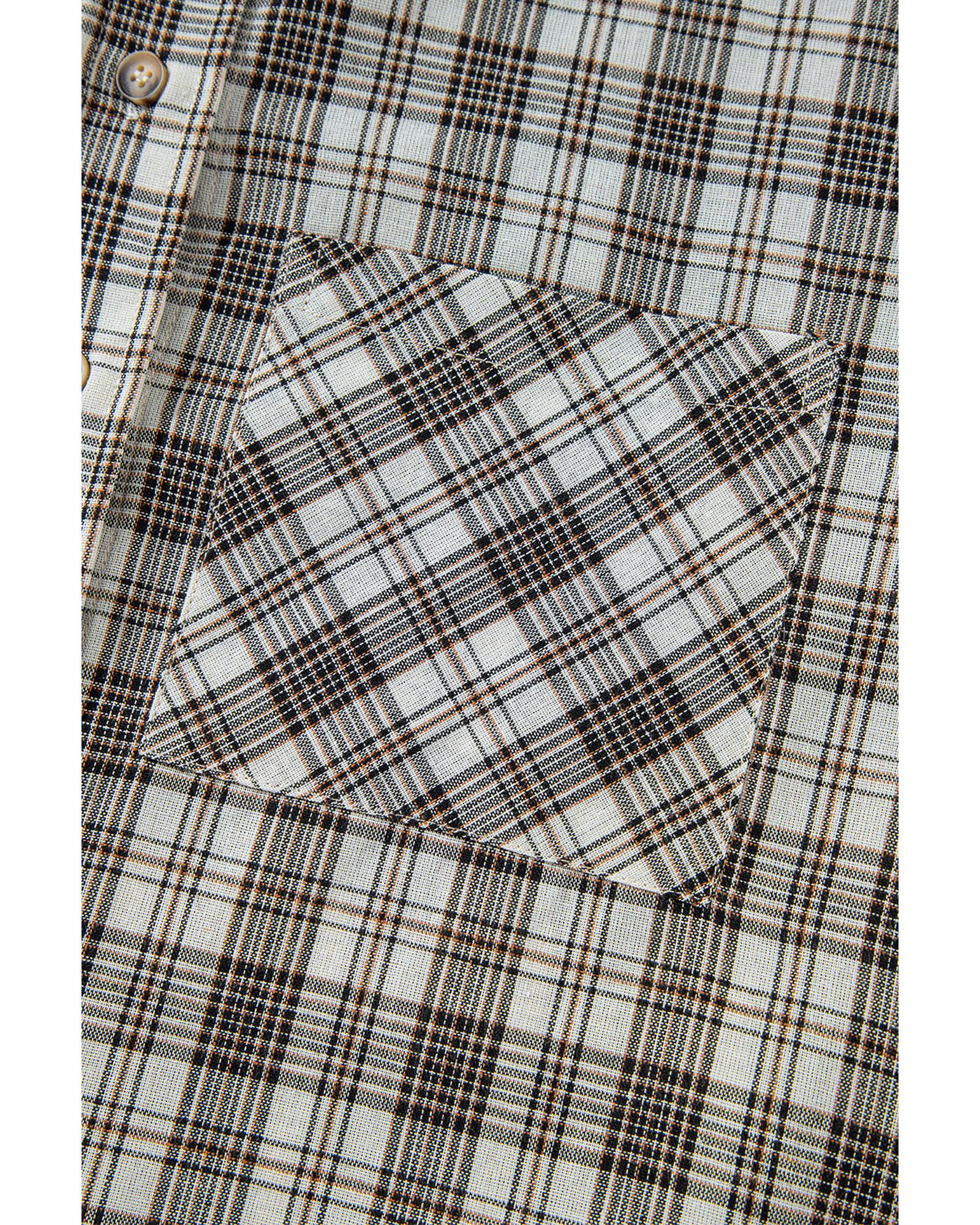 Black Checkered Print Loose Fit Buttoned Hooded Shacket - L