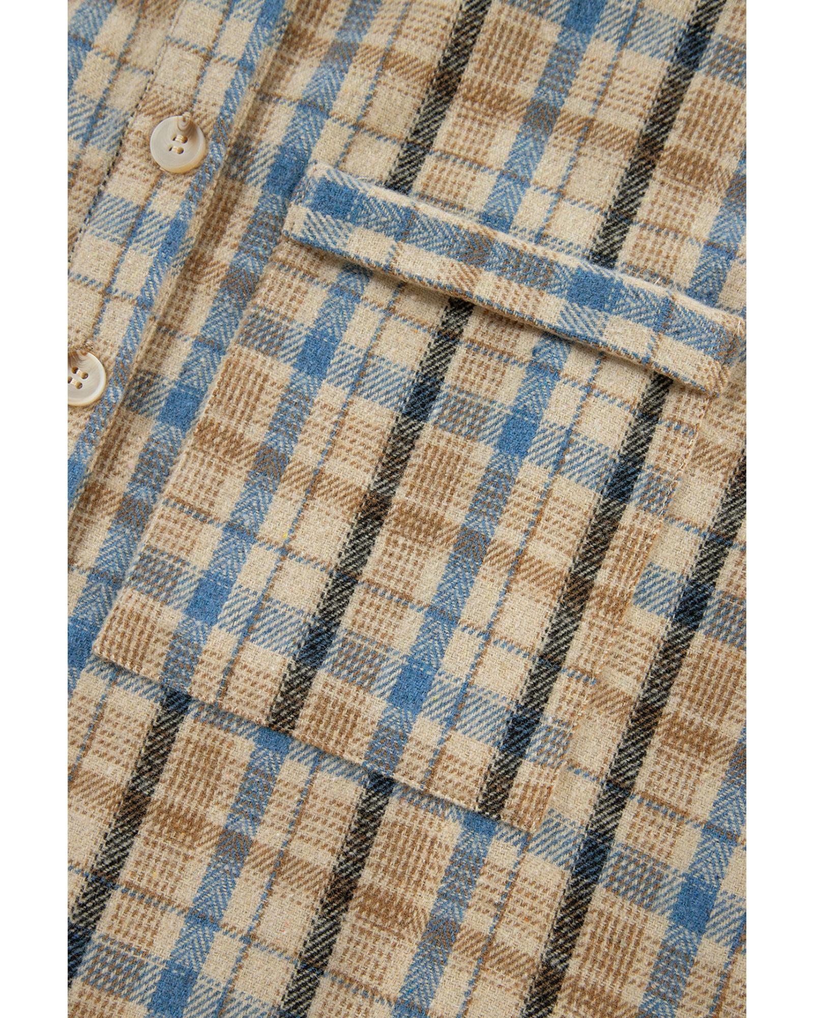 Ashleigh Blue Waffle Knit Patchwork Hooded Plaid Shacket - XL