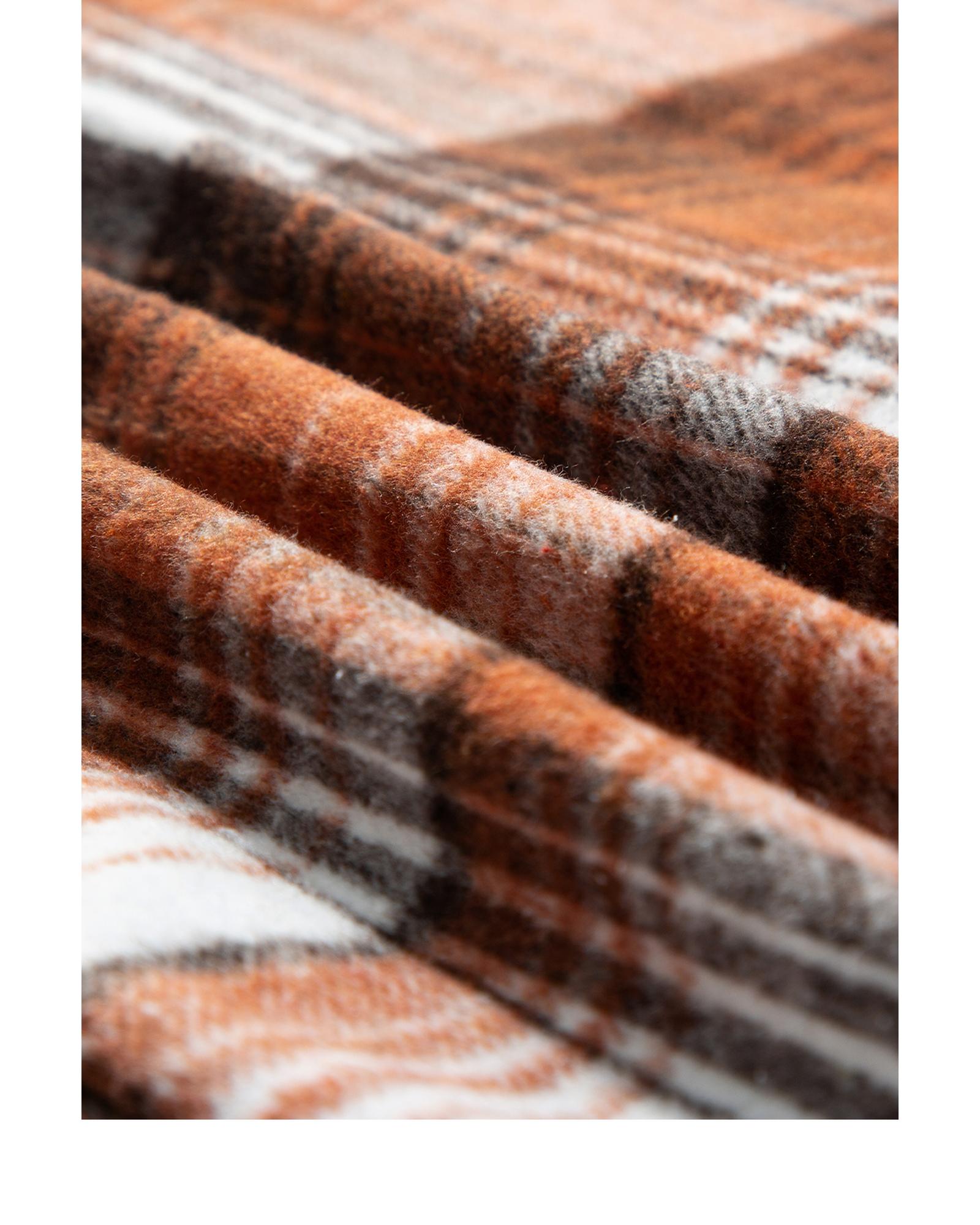 Cinnamon Plaid Corduroy Patchwork Chest Pocket Shacket - M