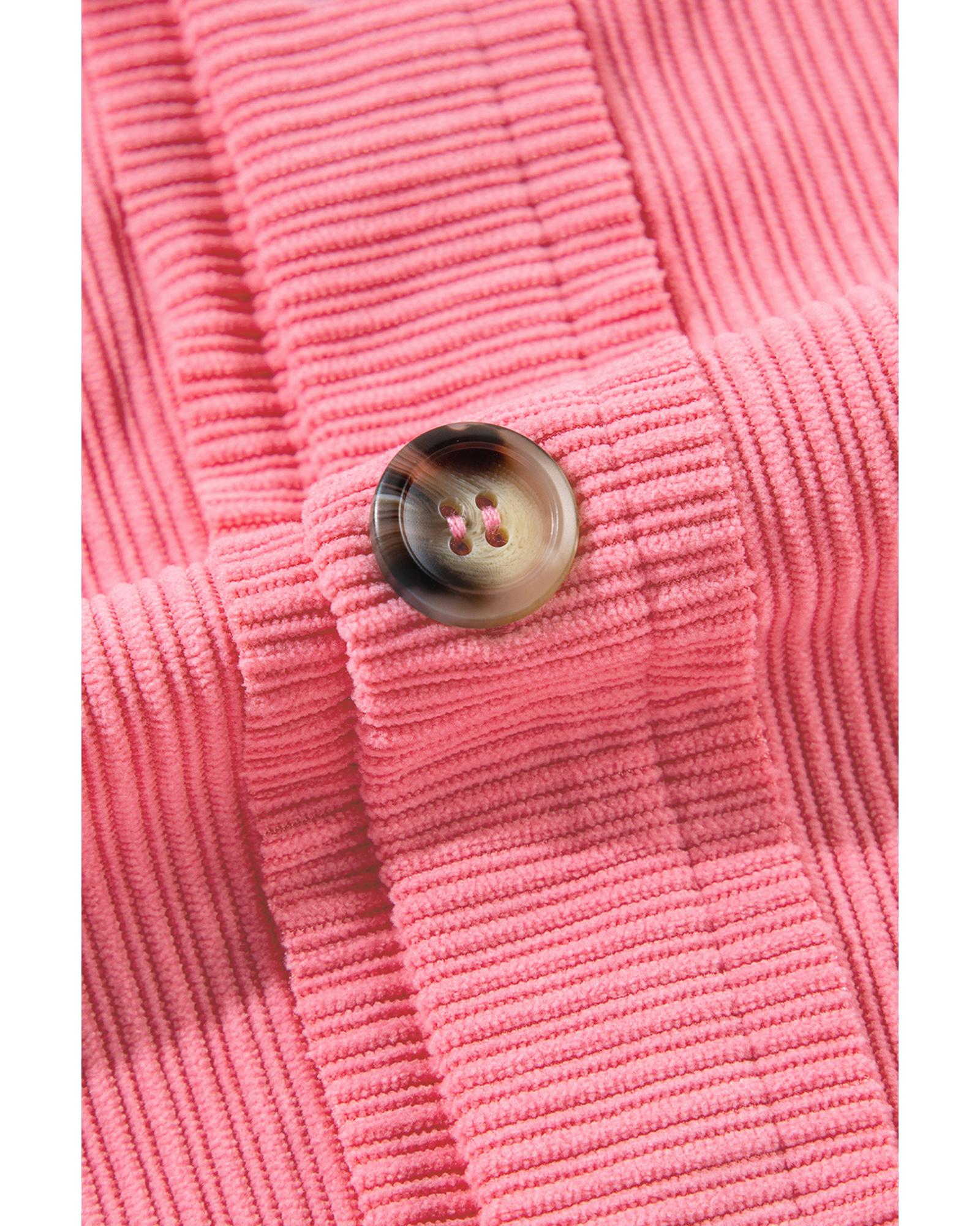Bonbon Corduroy Flap Detail Button Up Split Shacket - S