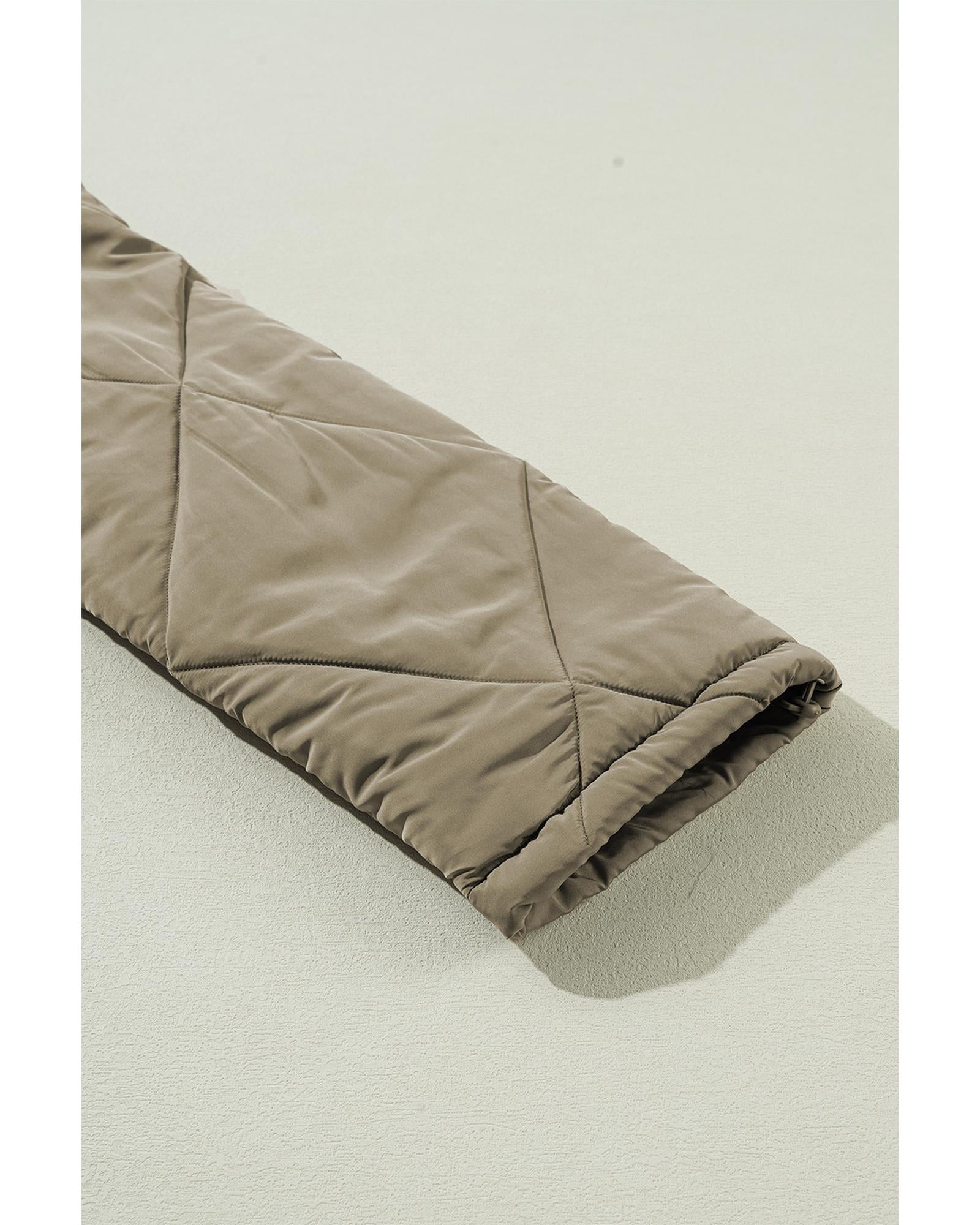 Jungle Green Teddy Collar Flap Pockets Quilted Puffer Jacket - S