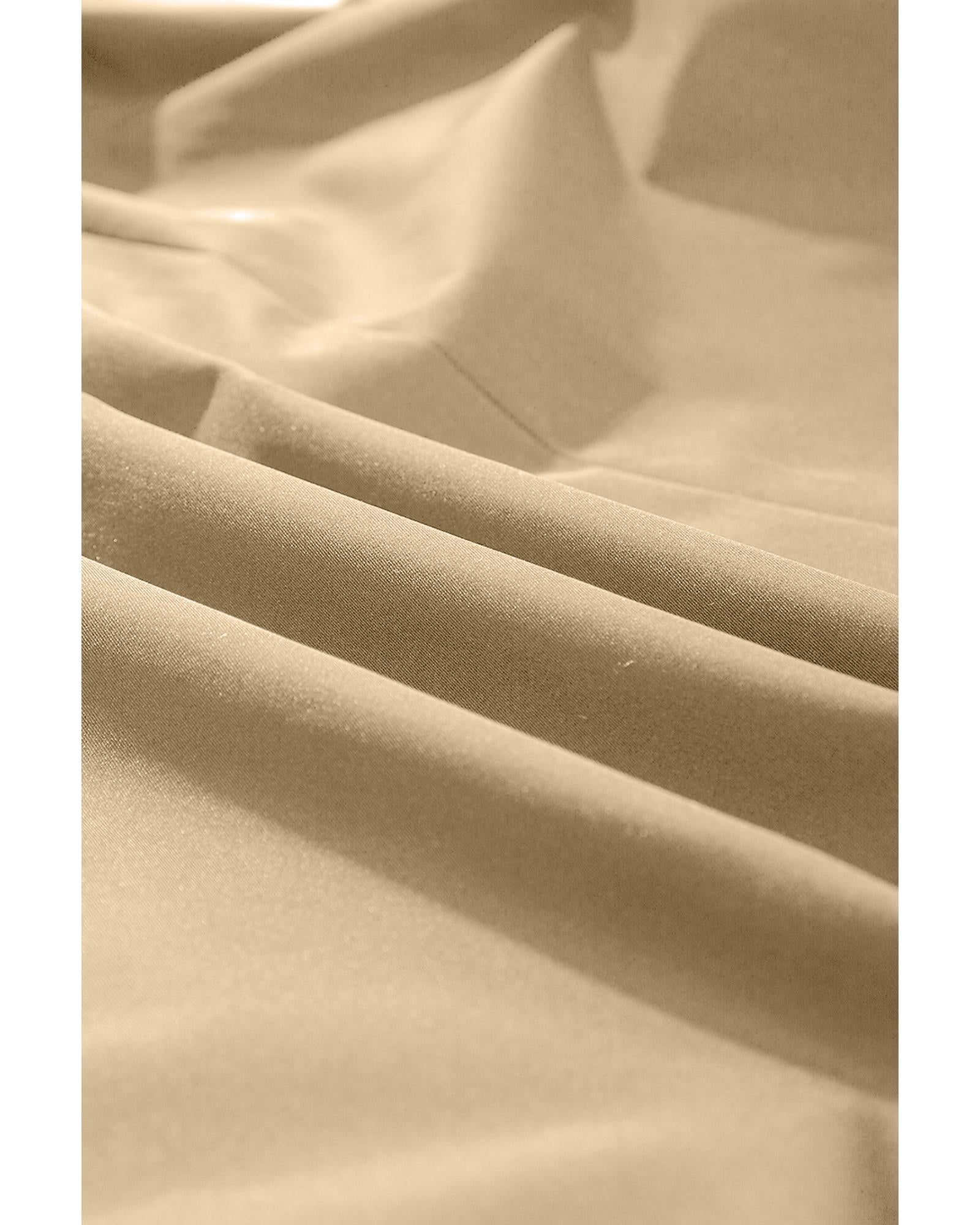 Pale Khaki Solid Color Lapel Collar Waist Tie Wind Coat - M