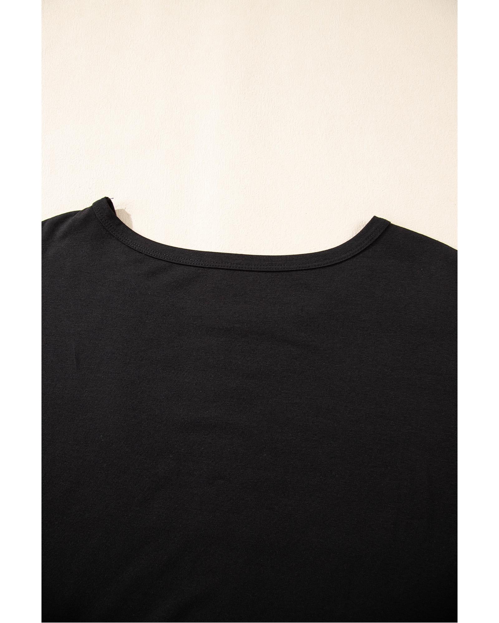 Black Checkerd DESERT DREAMS Printed Ripped Plus Size Tee - 1X