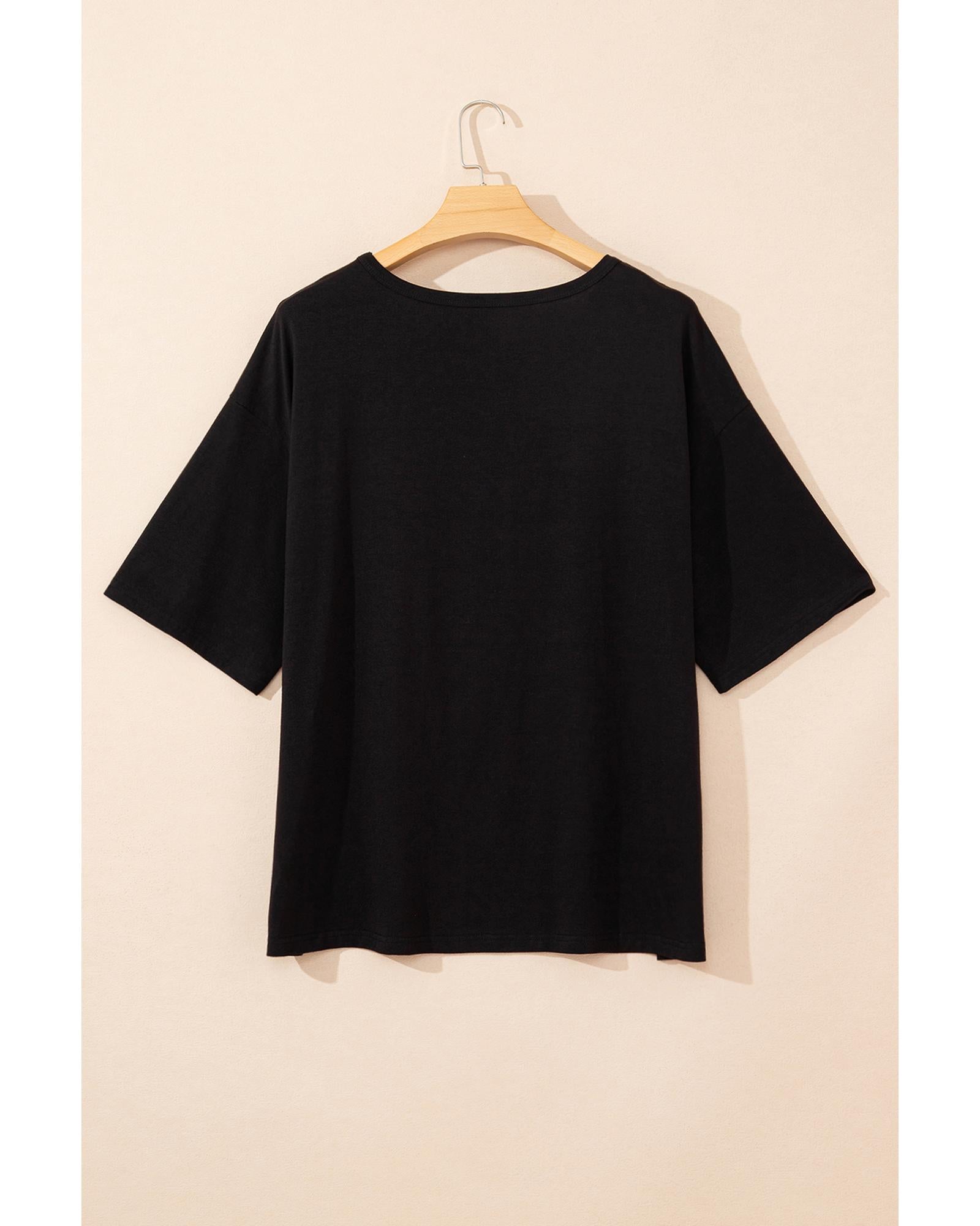 Black Checkerd DESERT DREAMS Printed Ripped Plus Size Tee - 2X