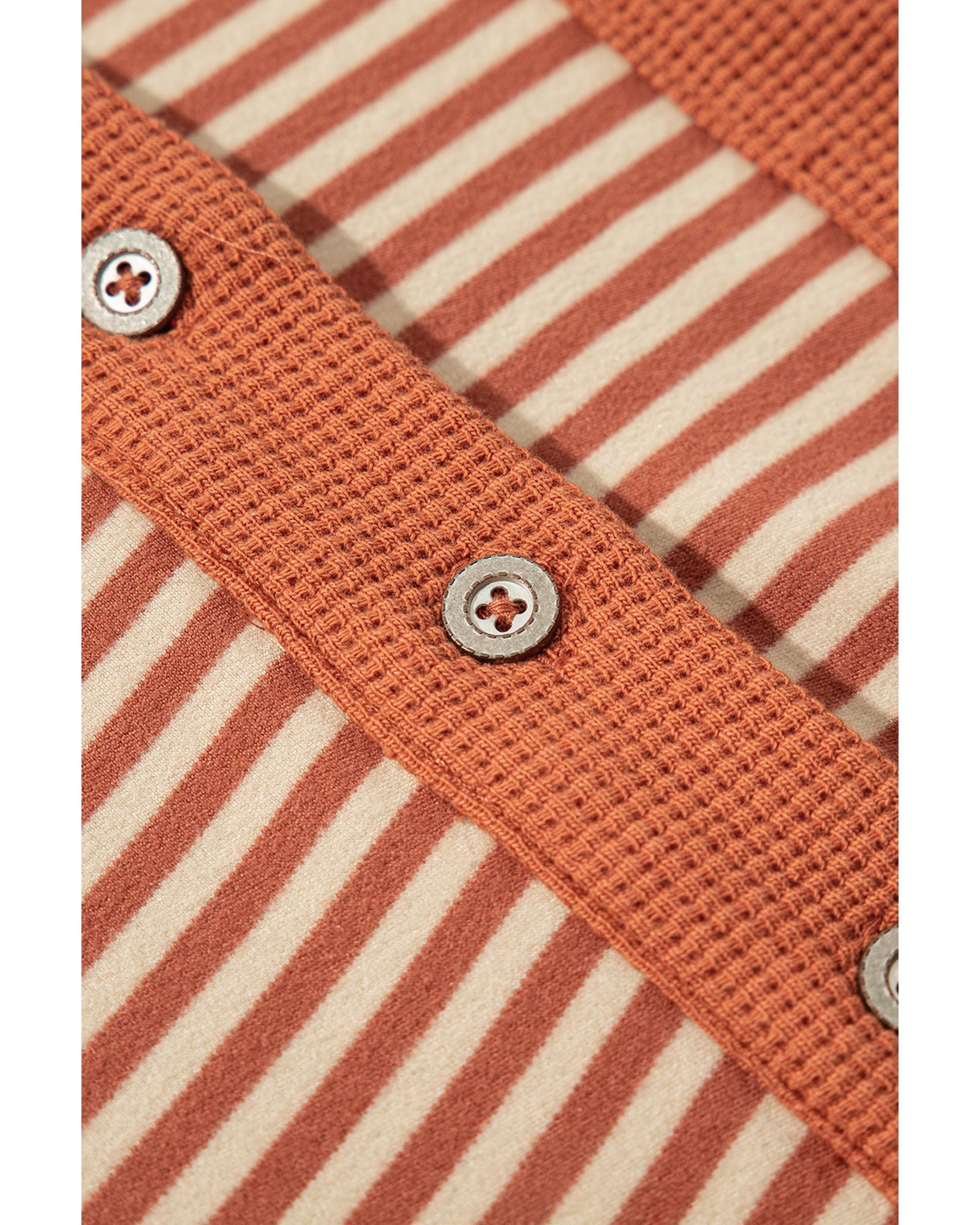 Red Stripe Textured Patched Drop Shoulder Buttoned Plus Size Sweatshirt - 4X