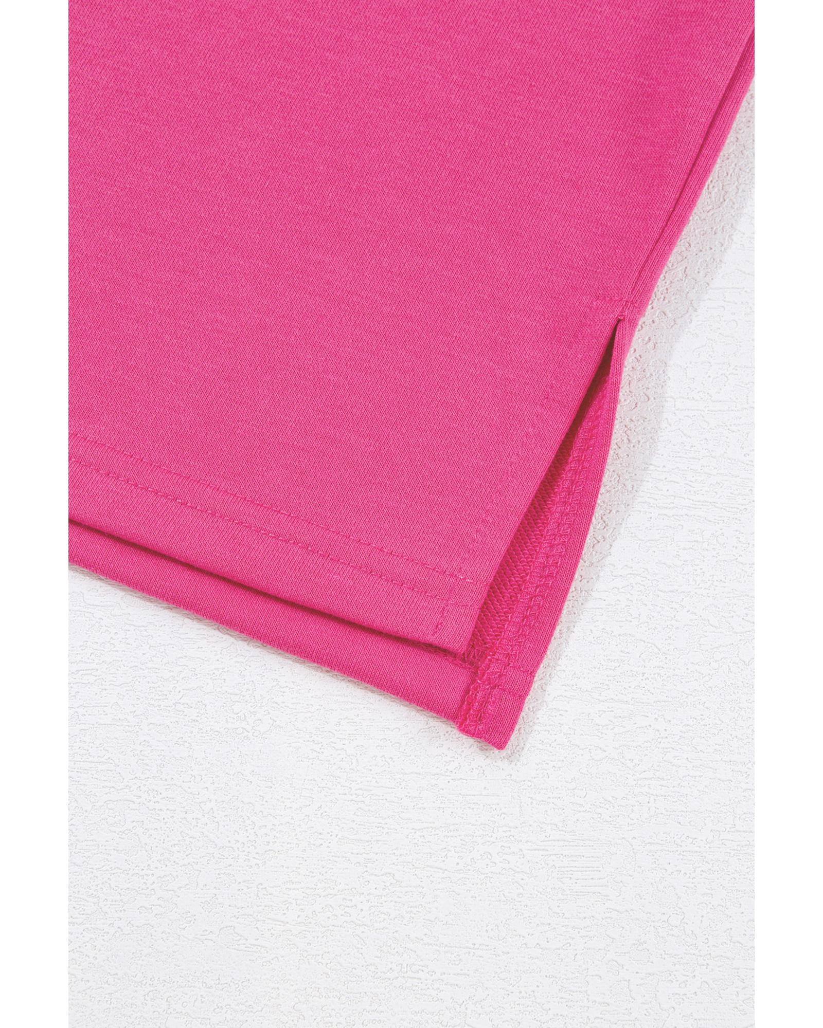 Rose Red Plus Size Printed Patchwork Sleeve Split Sweatshirt - 1X