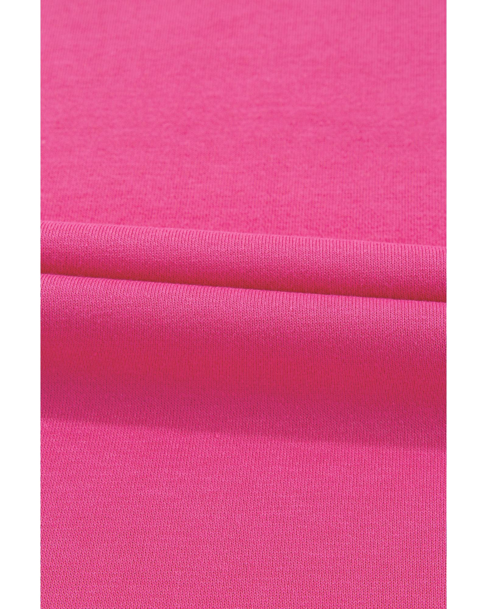 Rose Red Plus Size Printed Patchwork Sleeve Split Sweatshirt - 1X