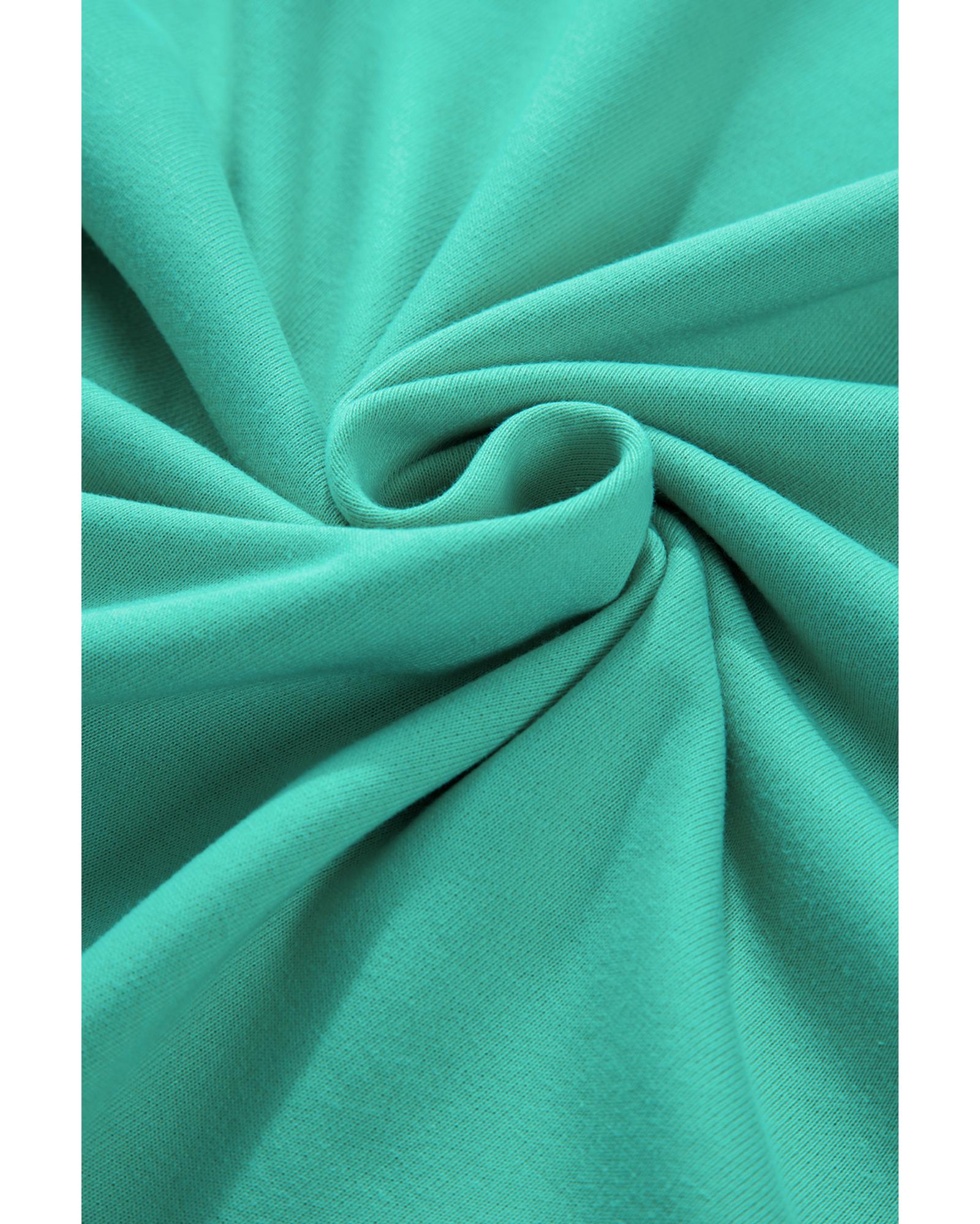 Aruba Blue Colorblock Patchwork Cross Seam Plus Sweatshirt - 1X