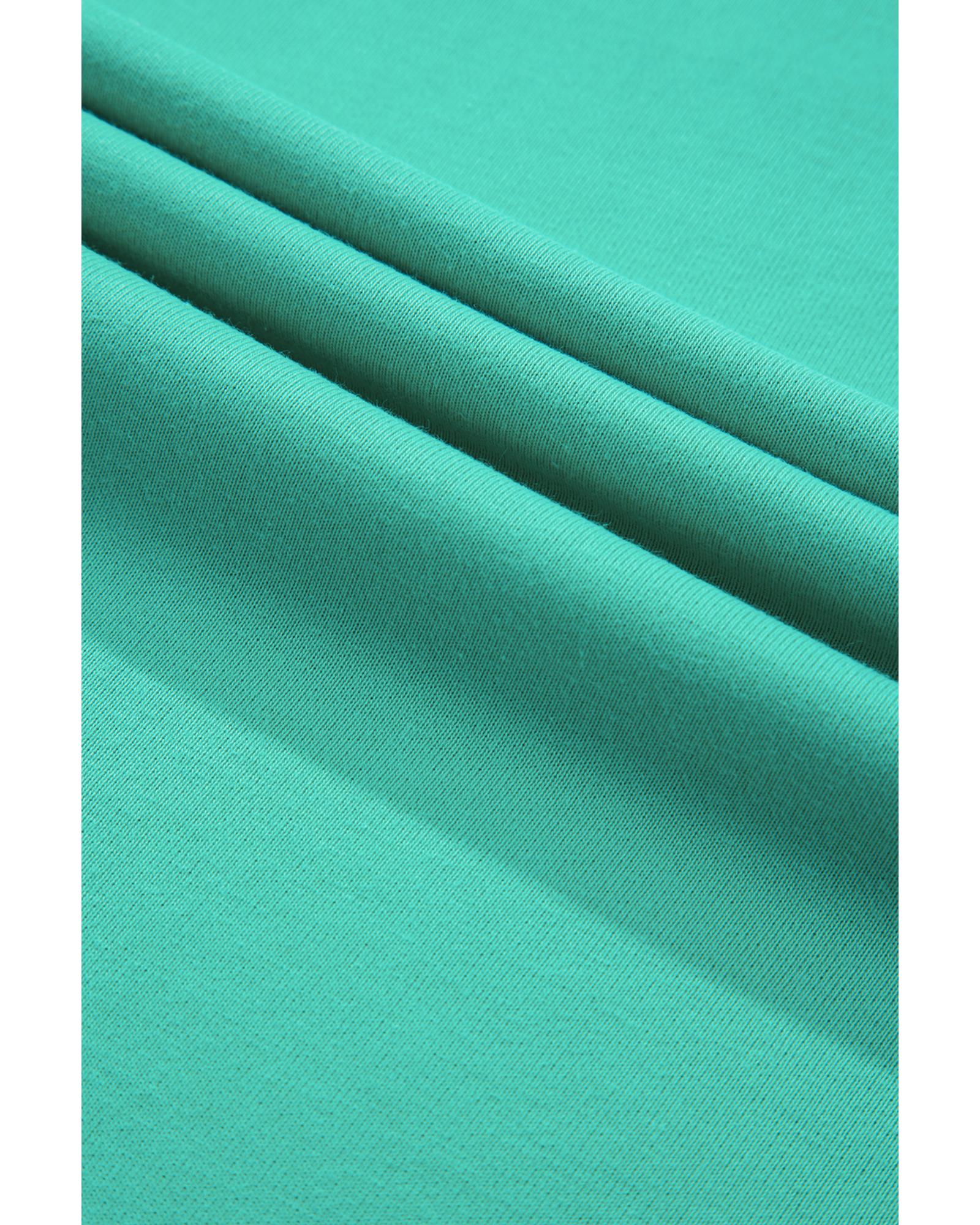 Aruba Blue Colorblock Patchwork Cross Seam Plus Sweatshirt - 1X