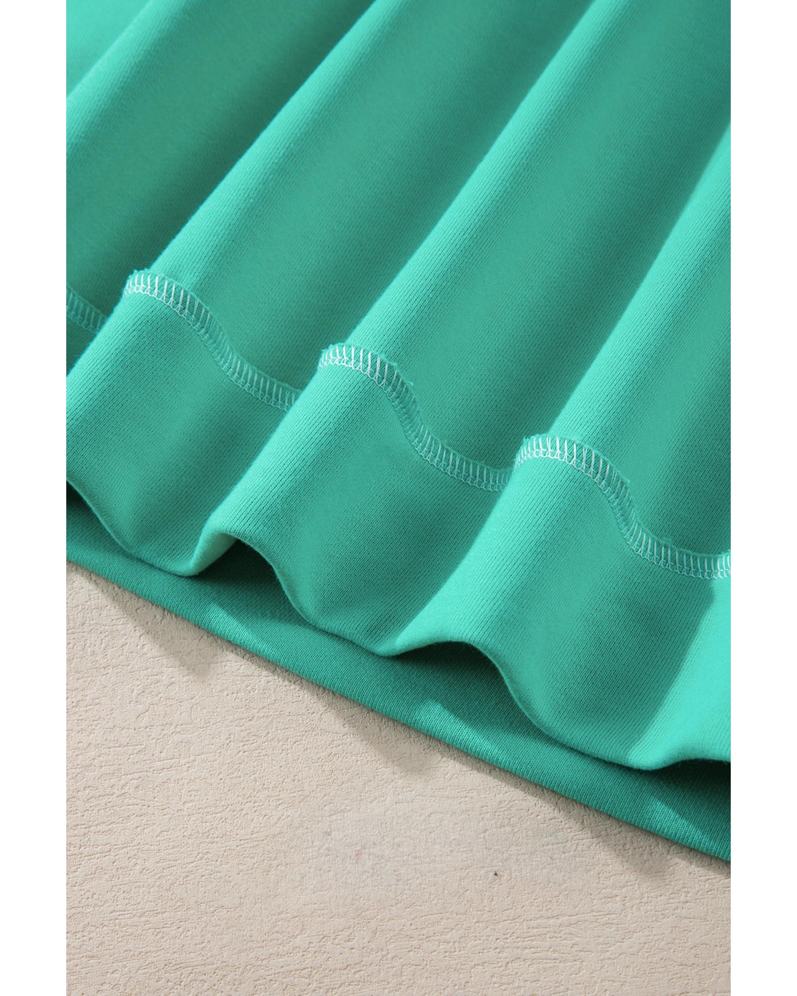 Aruba Blue Colorblock Patchwork Cross Seam Plus Sweatshirt - 2X