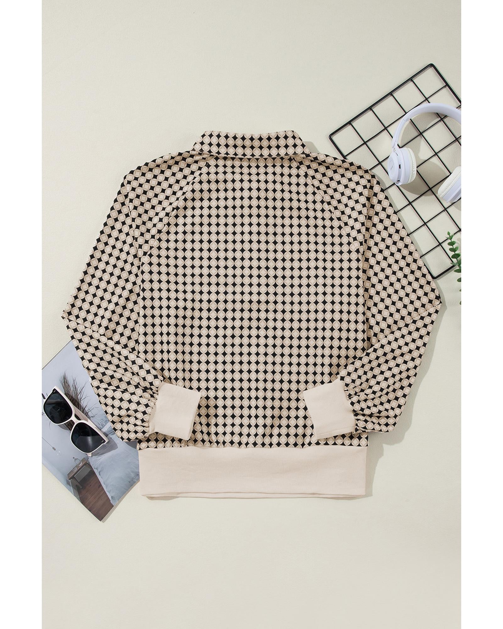 Black Plus Size Two Tone Contrast Collared Pullover Sweatshirt - 3X