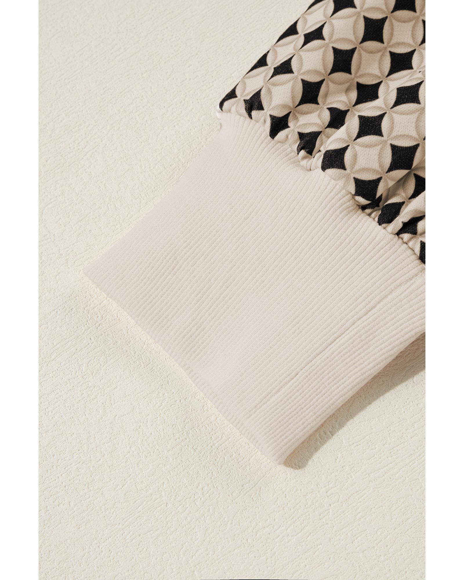 Black Plus Size Two Tone Contrast Collared Pullover Sweatshirt - 3X