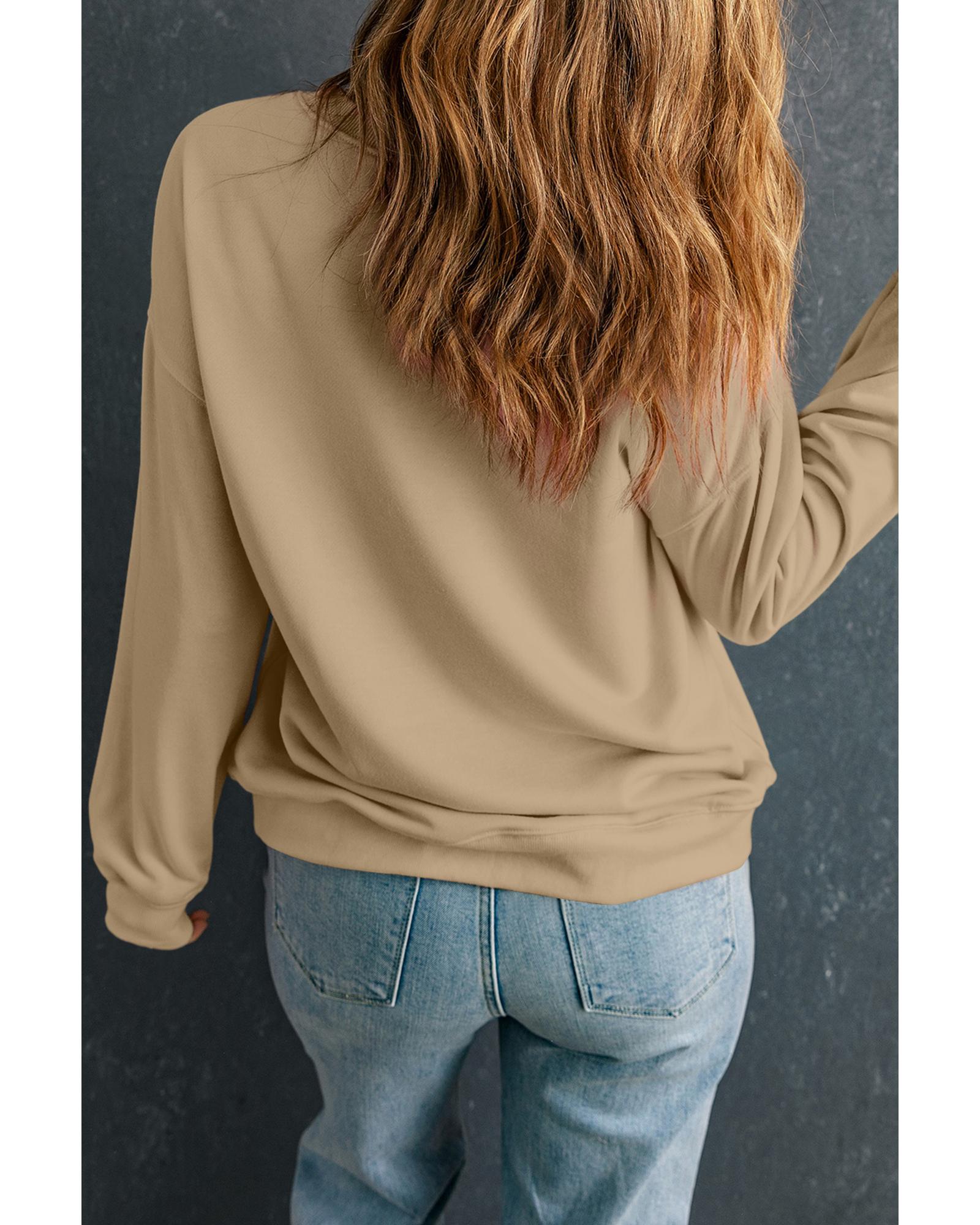 Apricot Halloween Leopard Pumpkin Print Plus Size Sweatshirt - 3X