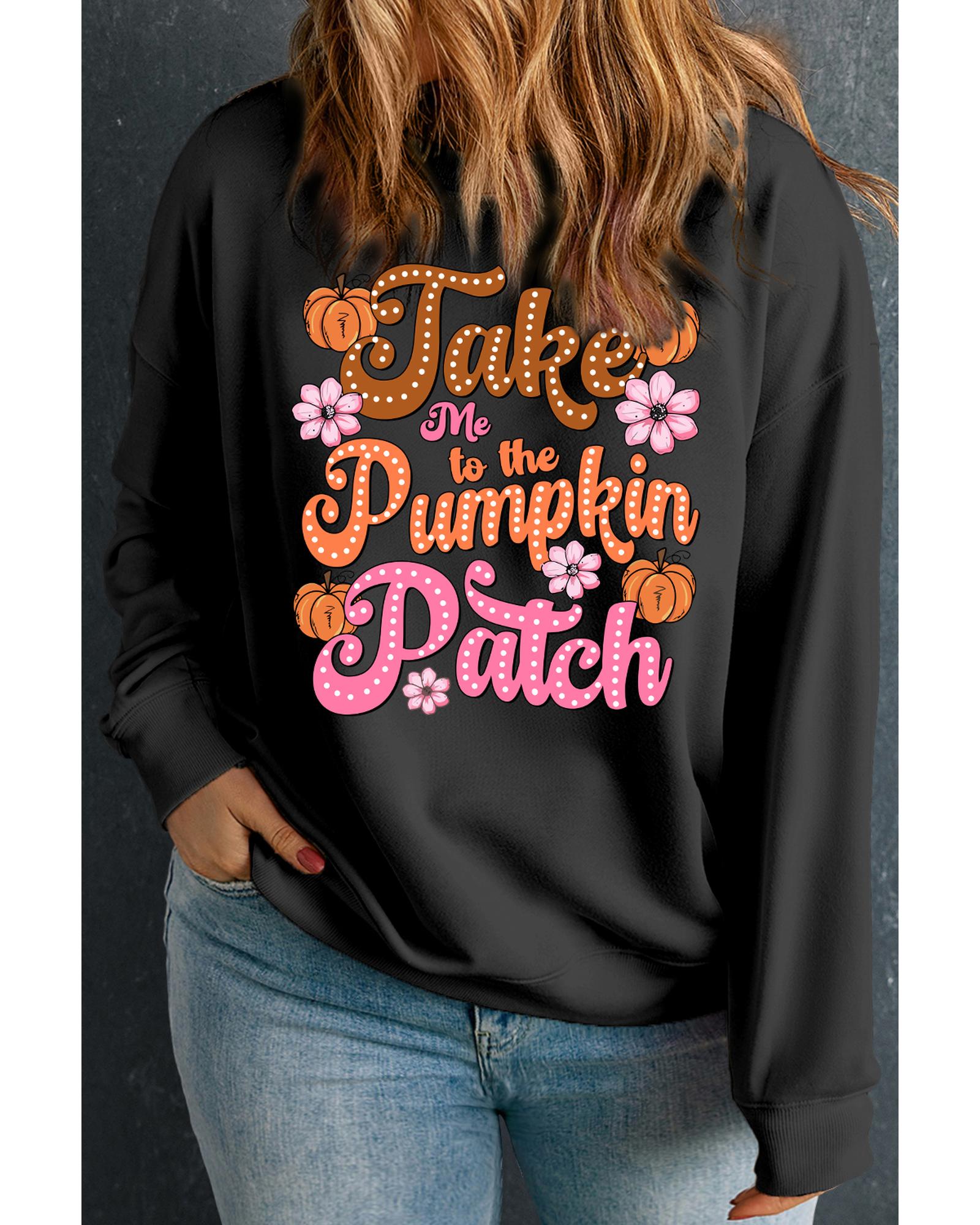 Black Take Me To The Pumpkin Patch Printed Plus Size Sweatshirt - 2X