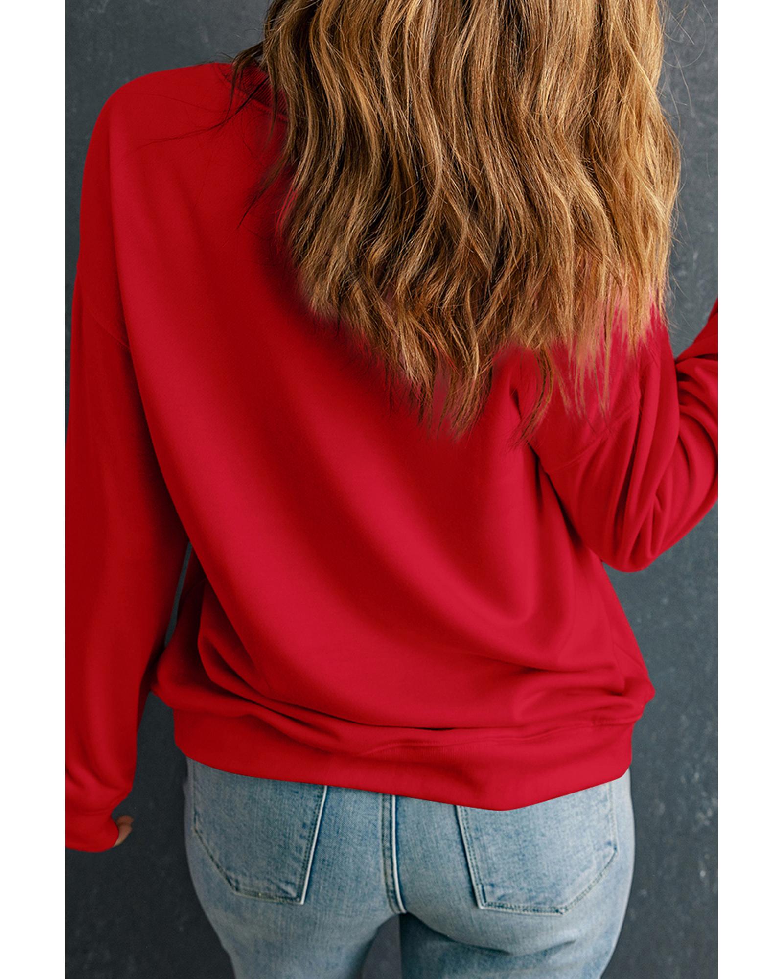 Racing Red Christmas Candy Cane Graphic Plus Size Sweatshirt - 2X