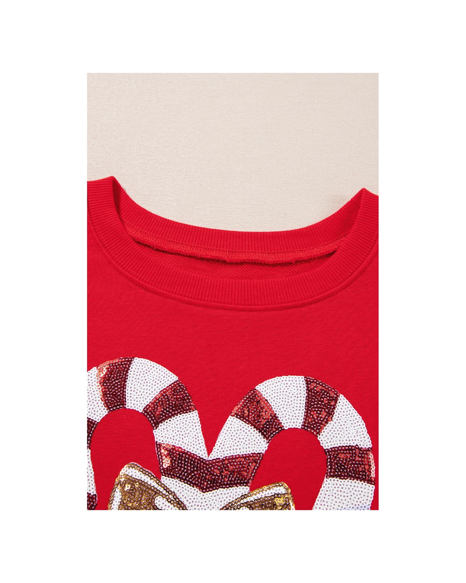 Racing Red Christmas Candy Cane Graphic Plus Size Sweatshirt - 4X