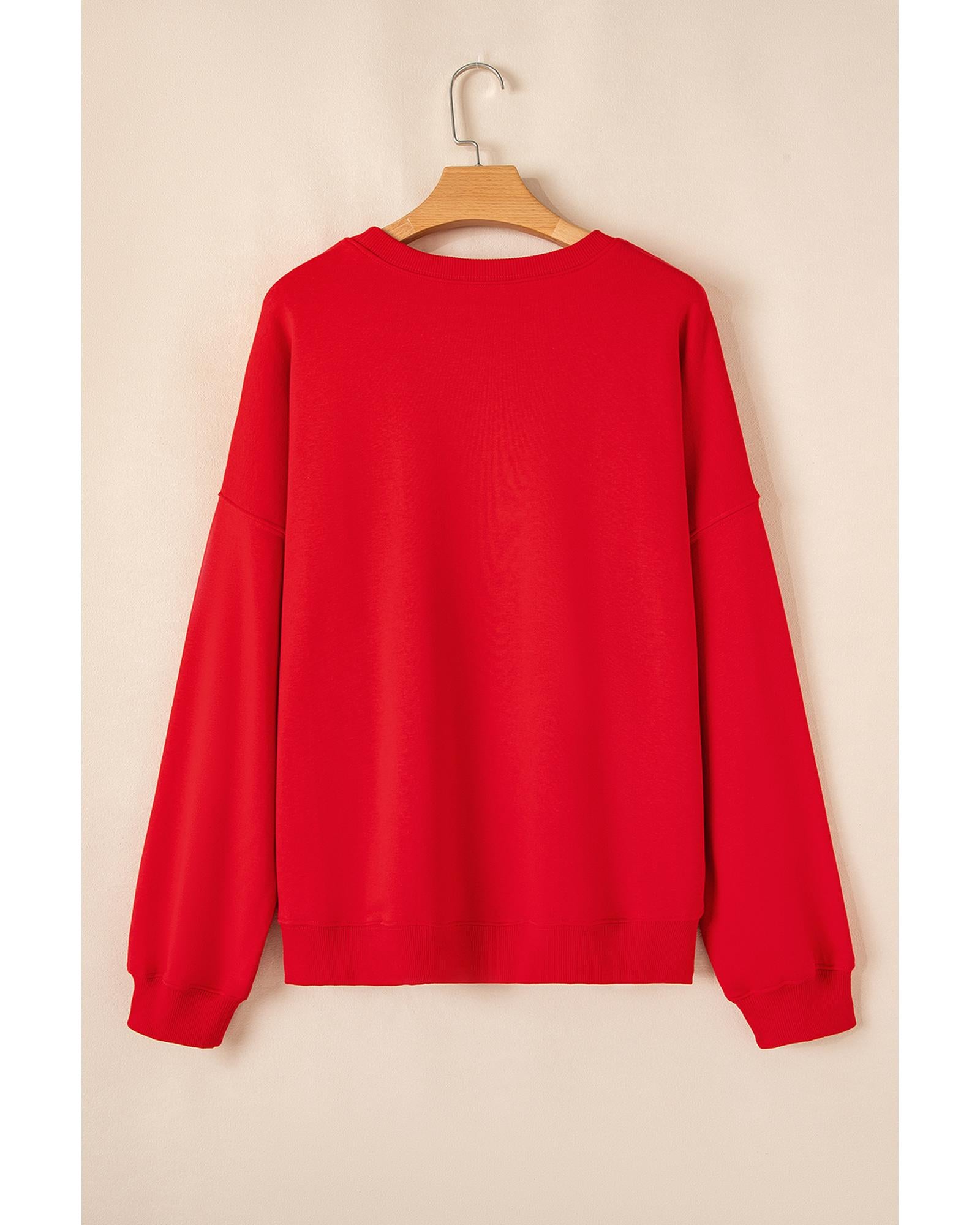 Racing Red Christmas Candy Cane Graphic Plus Size Sweatshirt - 4X