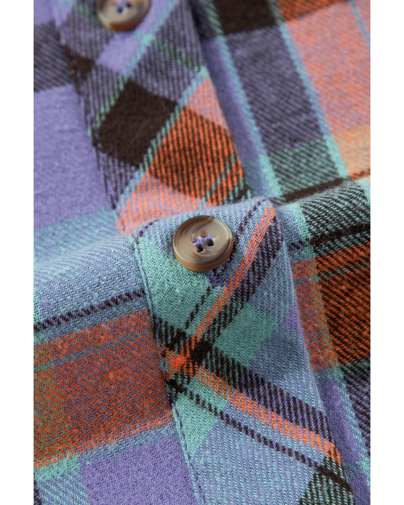 Orange Plus Size Plaid Print Buttoned Shirt - 1X