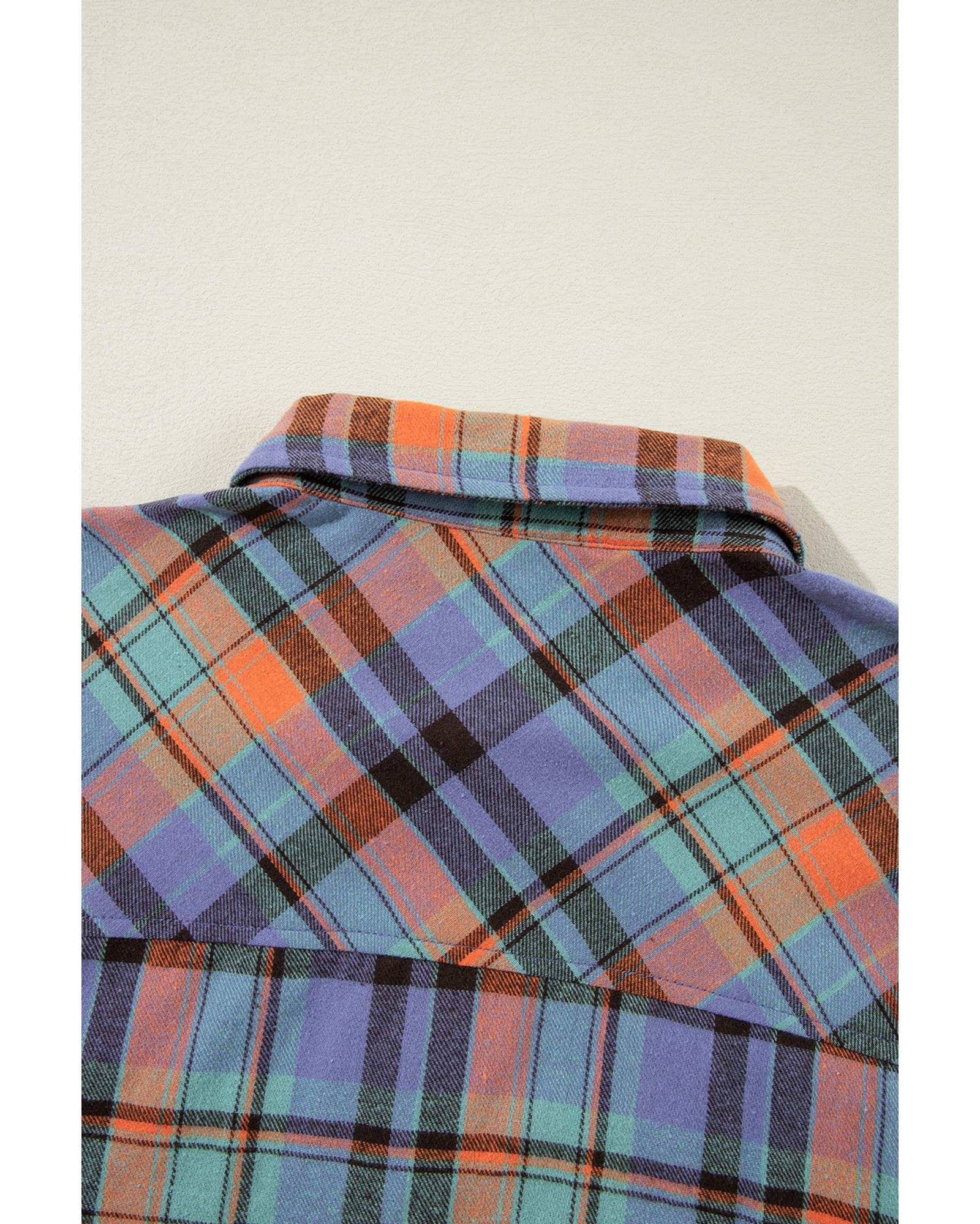 Orange Plus Size Plaid Print Buttoned Shirt - 2X