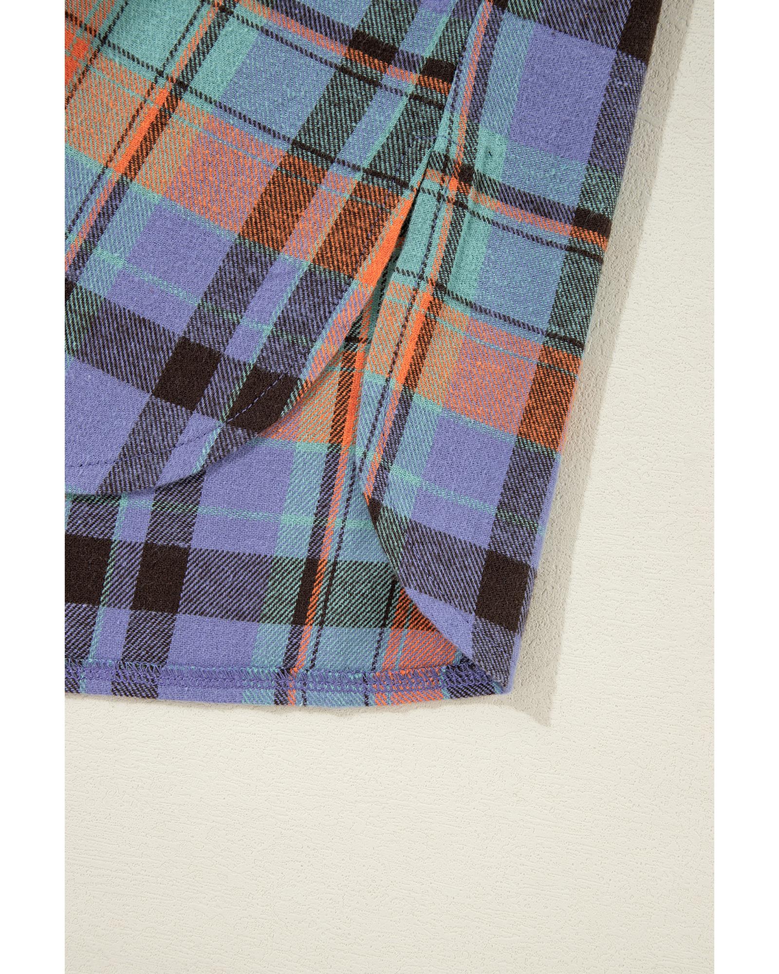 Orange Plus Size Plaid Print Buttoned Shirt - 2X