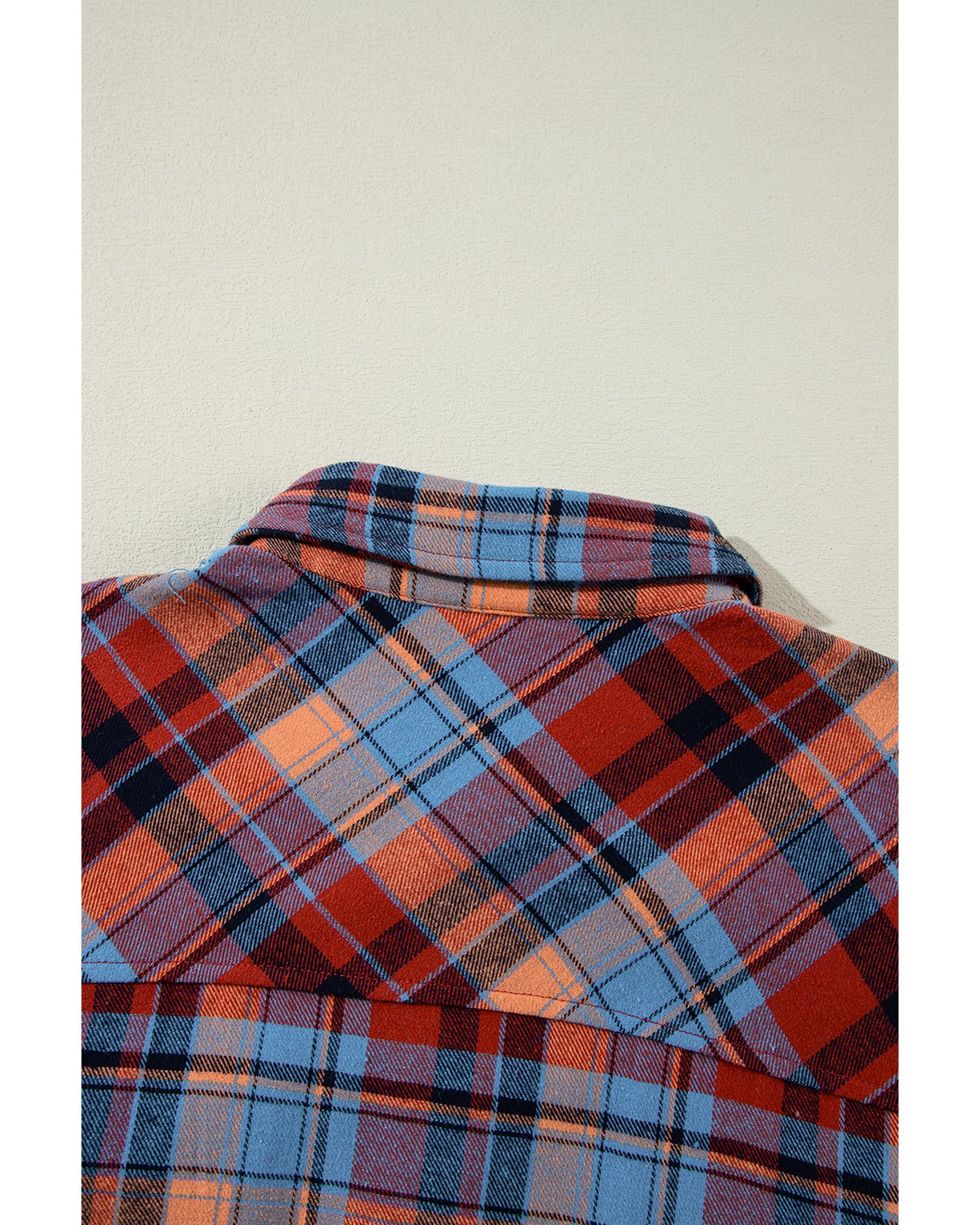 Red Plus Size Plaid Print Buttoned Shirt - 2X