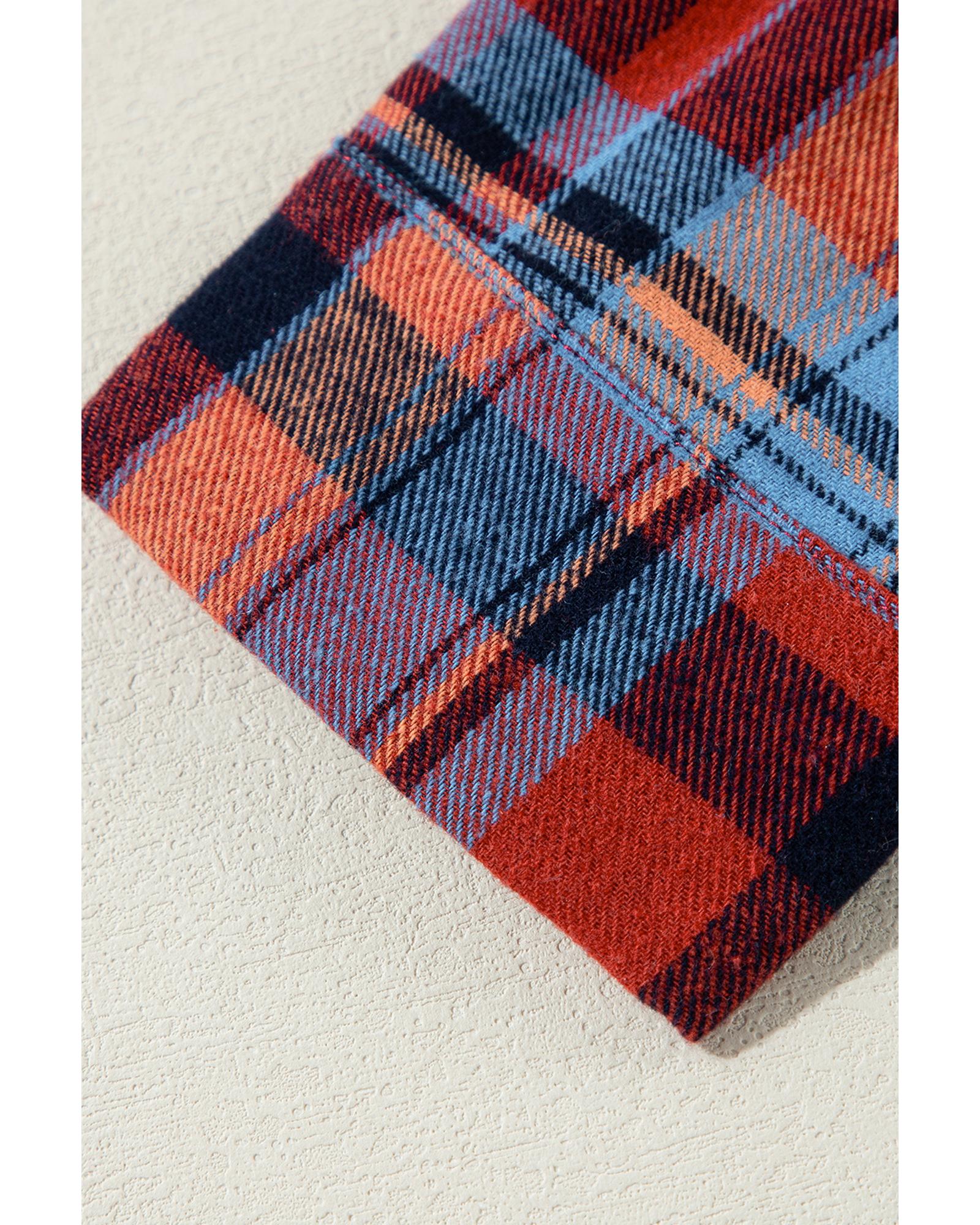 Red Plus Size Plaid Print Buttoned Shirt - 2X