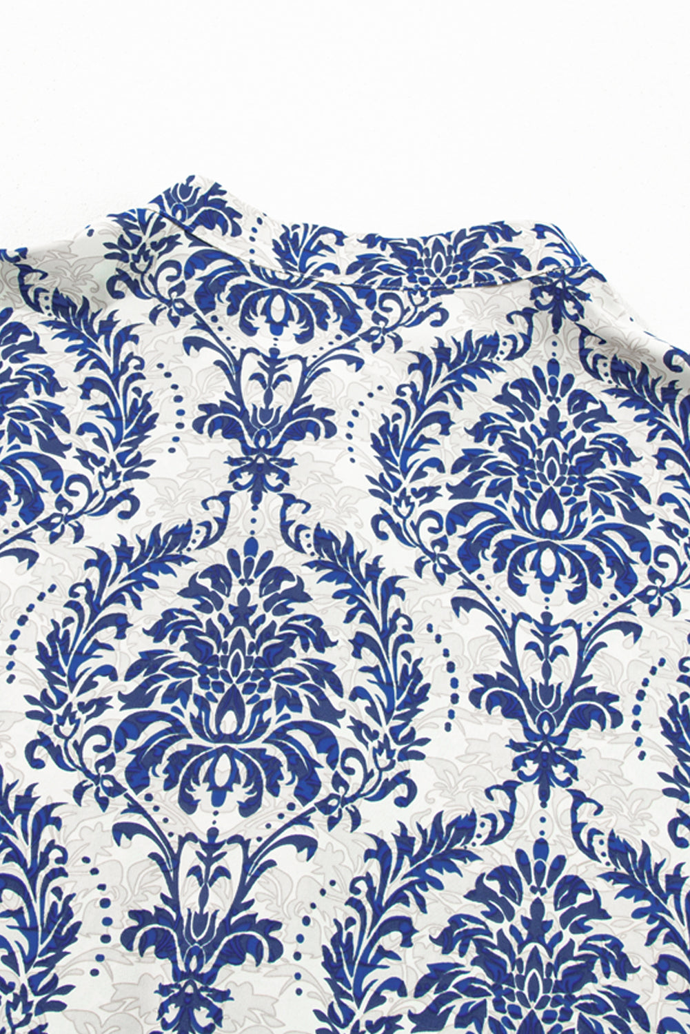 Sky Blue Tribal Pattern Print Notch Neck Buttoned Plus Size Shirt - 4X