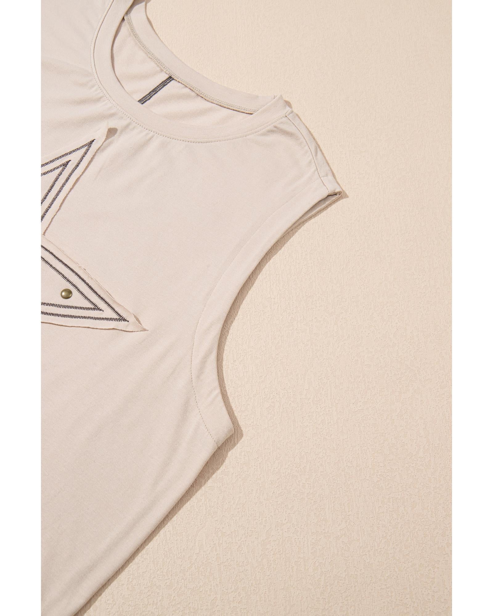 Parchment Studded Star Lace Patchwork Hem Plus Size Tank Top - 4X