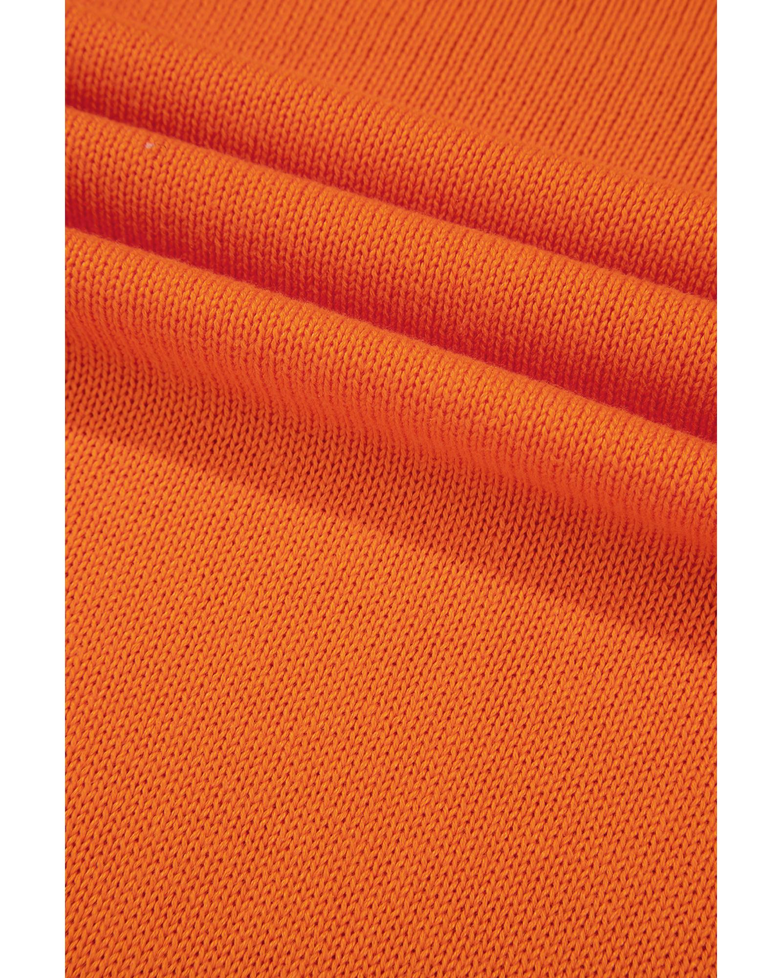 Orange Flower Pattern Drop Shoulder Plus Size Cardigan - 1X