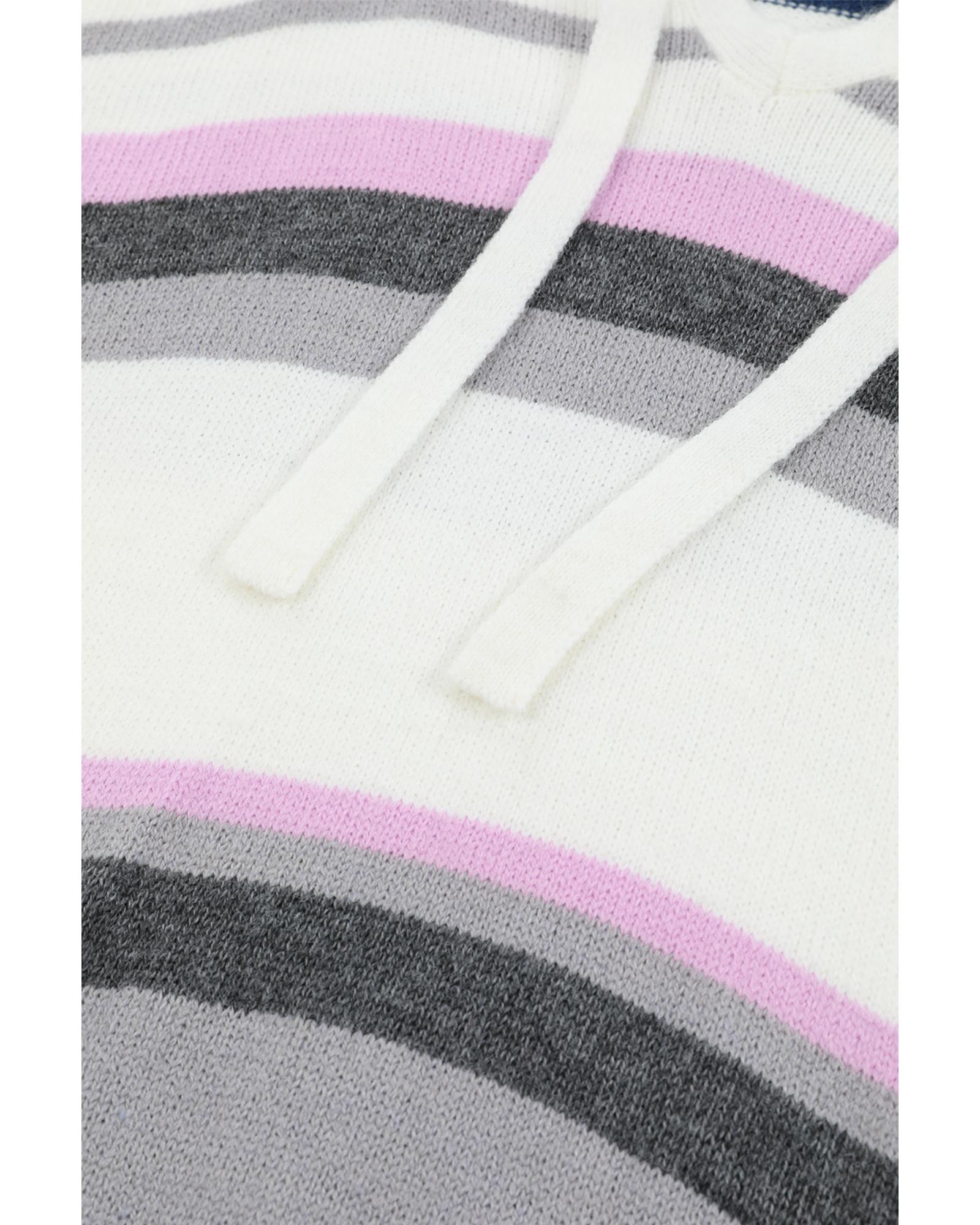 Stripe Plus Size Striped Hooded Knit Sweater - 2X
