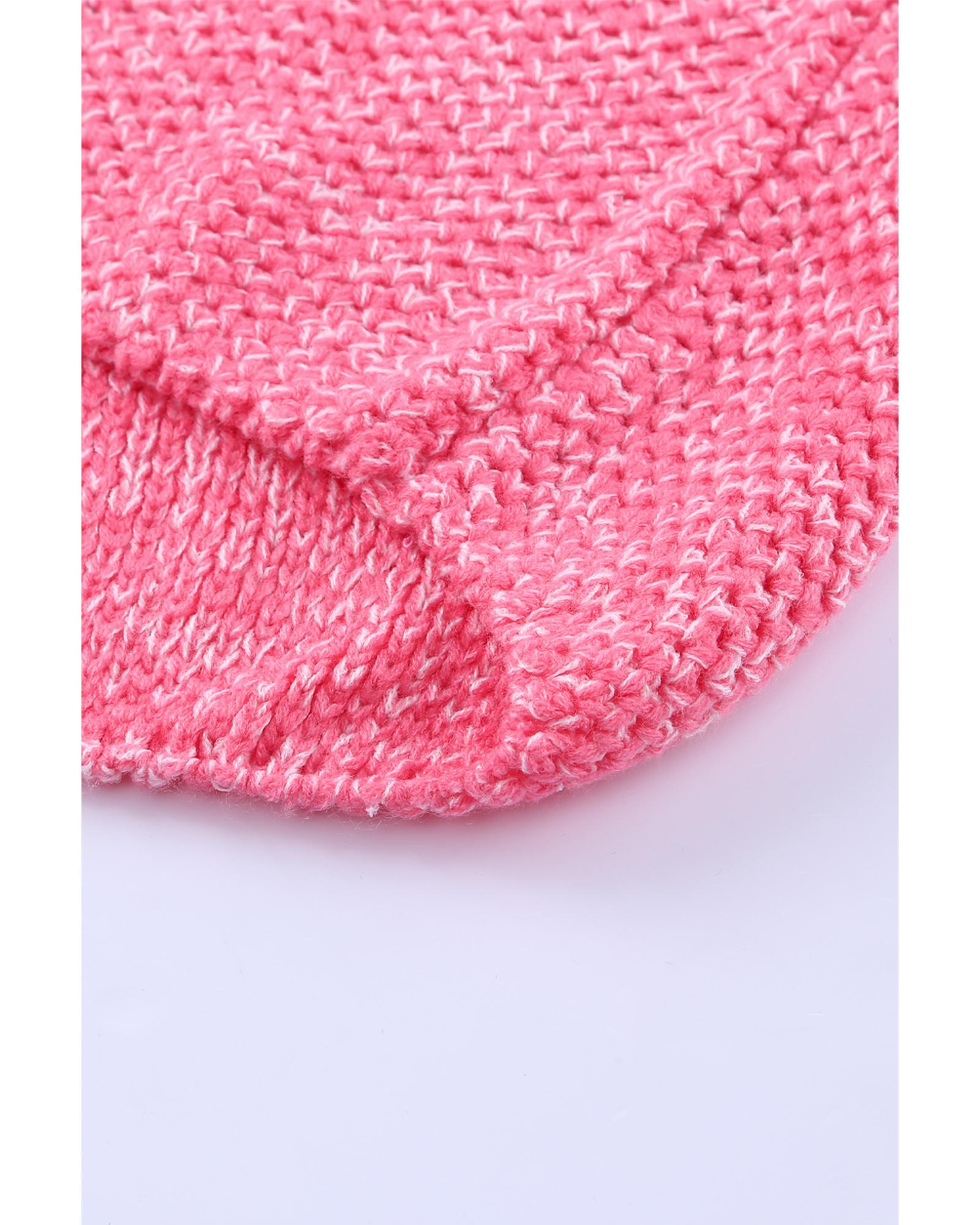 Pink Plus Size Stripe Oversized Sweater - 5X