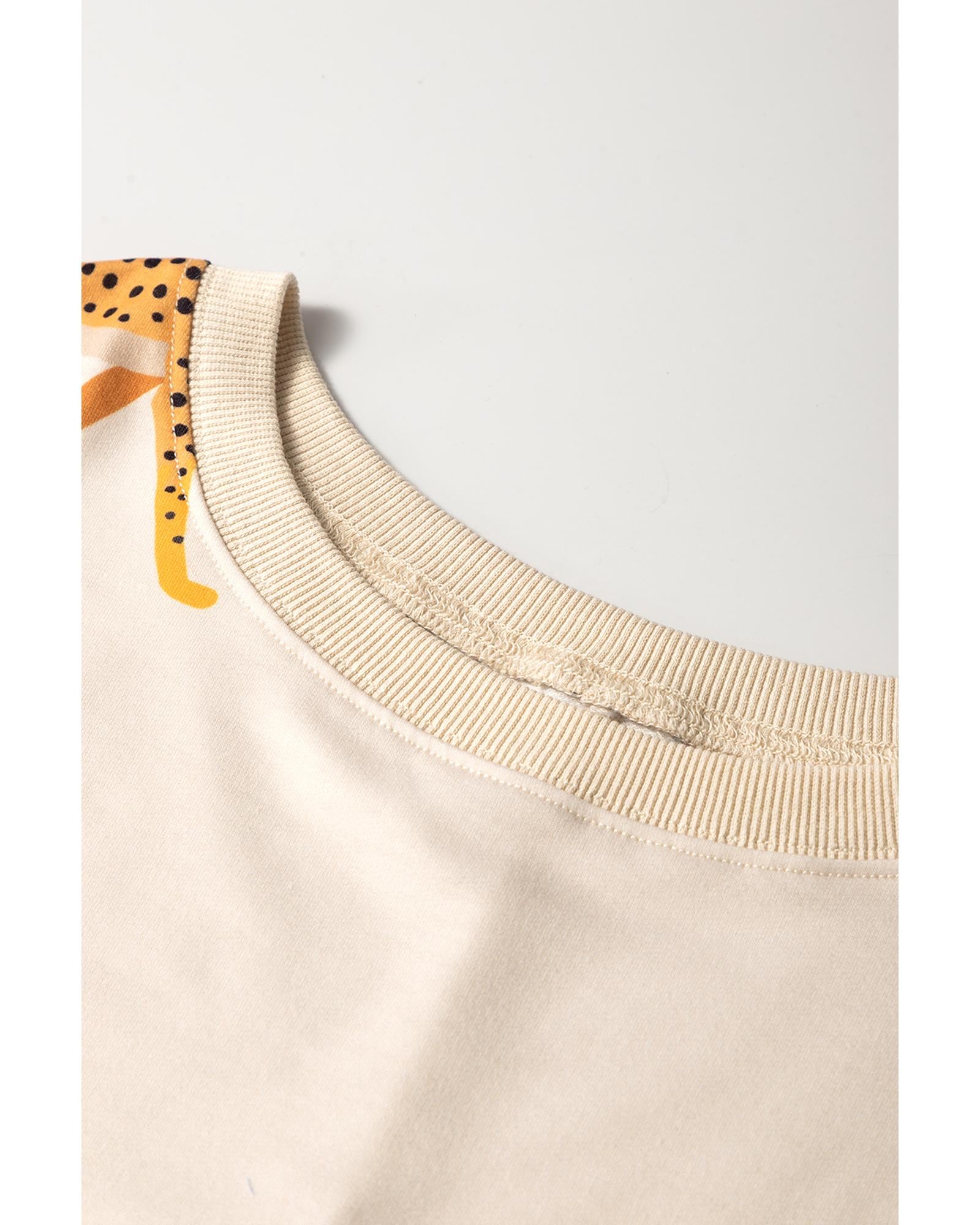 Apricot Plus Size Cheetah Print Side Pockets T Shirt Mini Dress - 3X