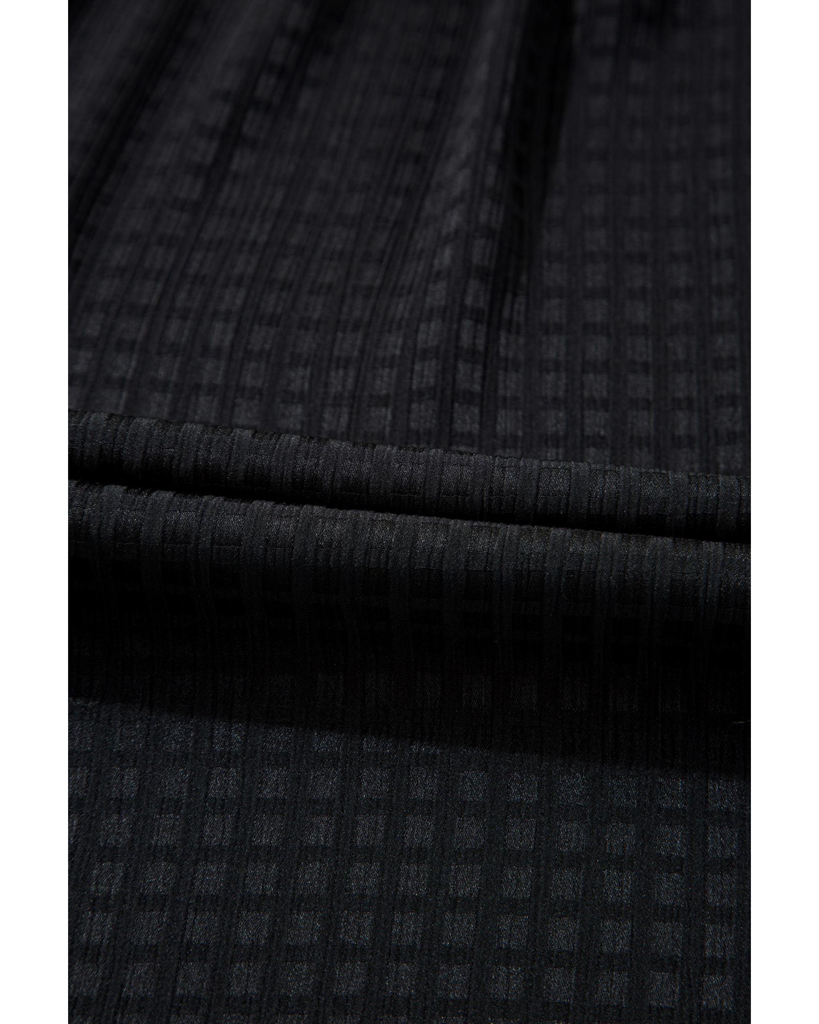 Black Textured Ruffled Sleeve Babydoll Plus Dress - 3X