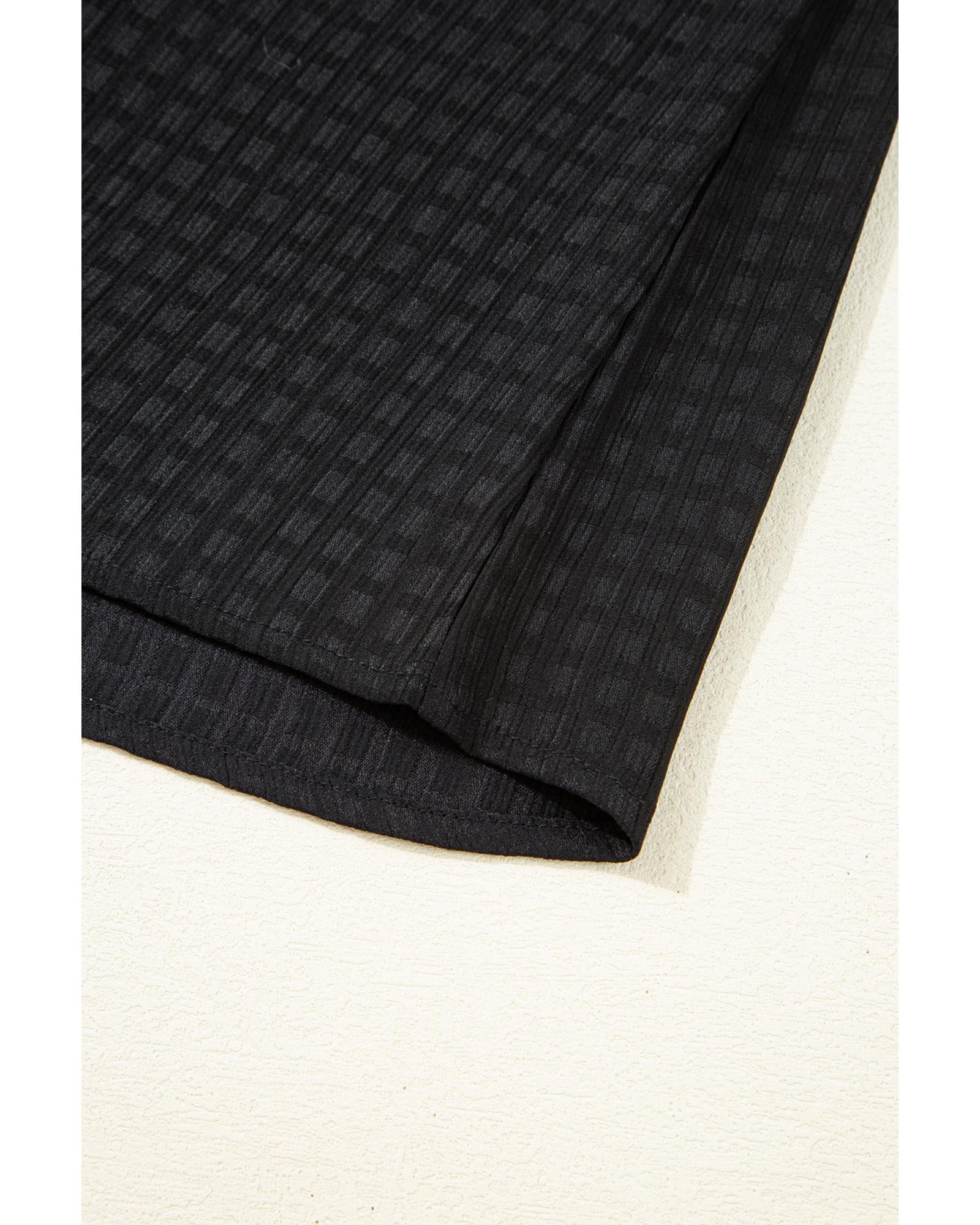 Black Textured Ruffled Sleeve Babydoll Plus Dress - 3X