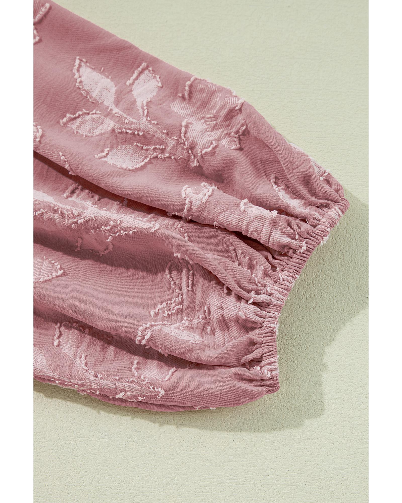 Peach Blossom Floral Surplice V Neck Tiered Ruffled Plus Size Dress - 4X