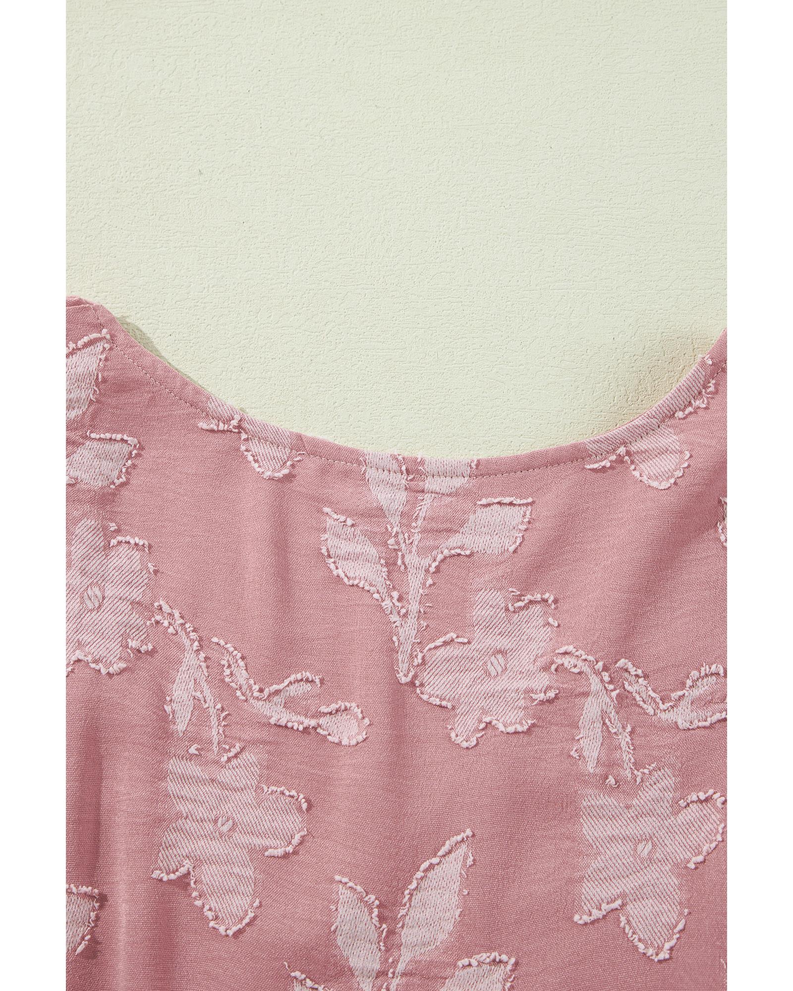 Peach Blossom Floral Surplice V Neck Tiered Ruffled Plus Size Dress - 4X