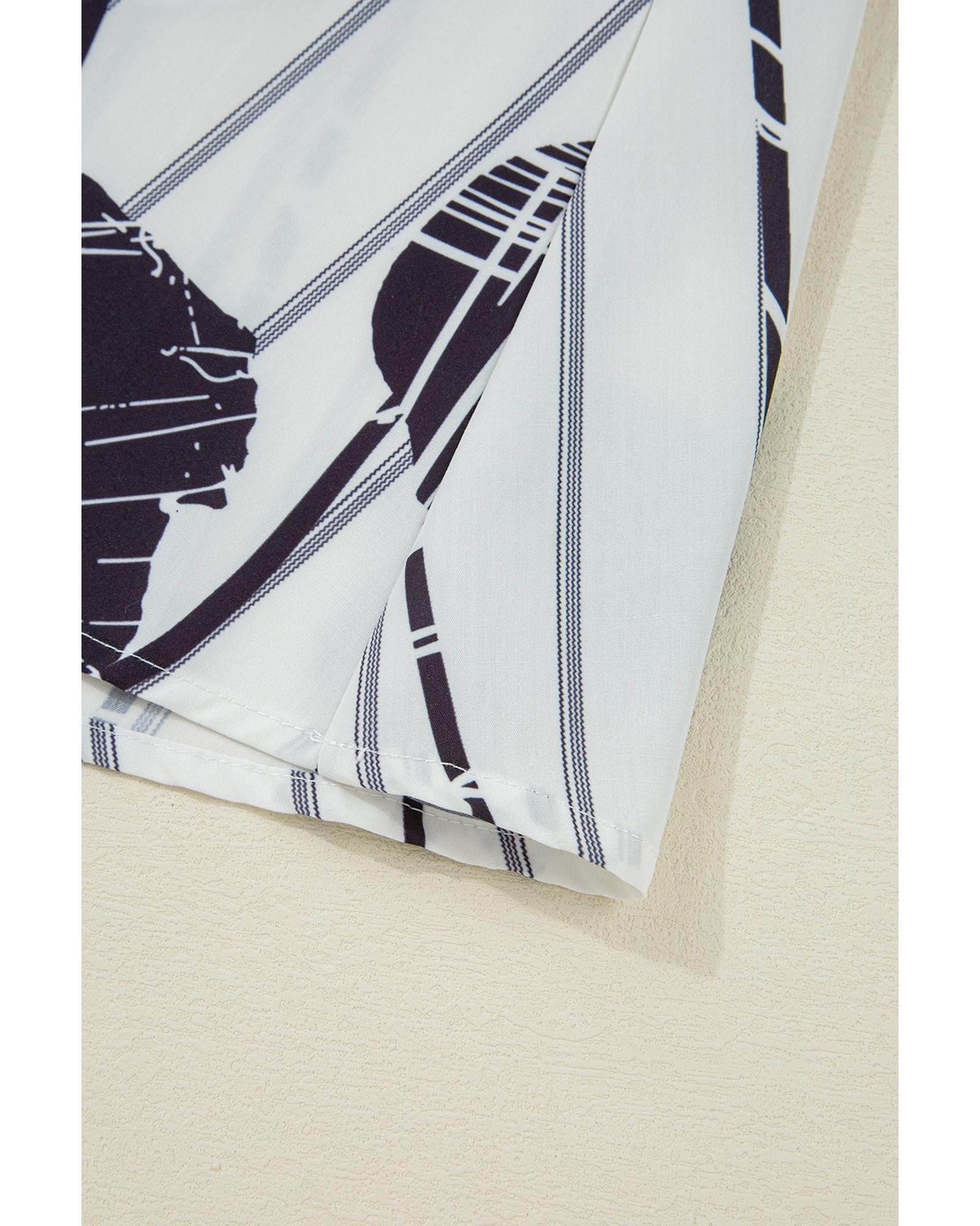 Black Plus Size Floral 3/4 Puff Sleeve Lace-up Neck Mini Dress - 2X