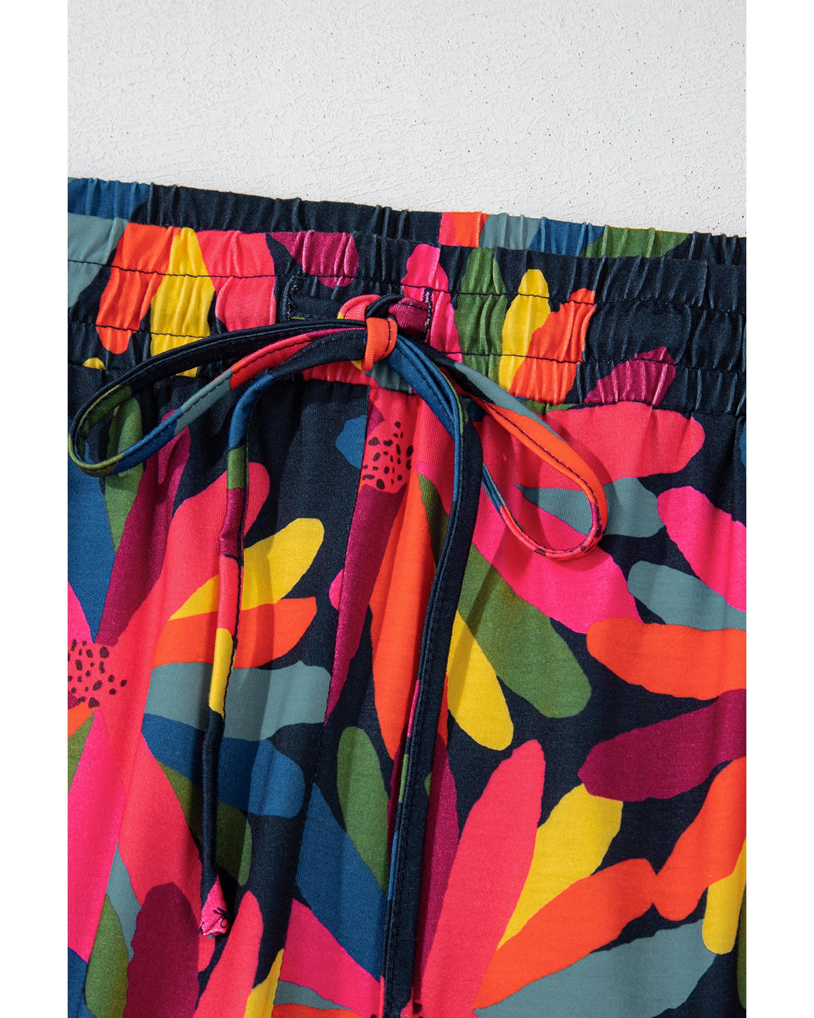 Black Plus Size Printed Long Sleeve and Pants Lounge Set - 4X