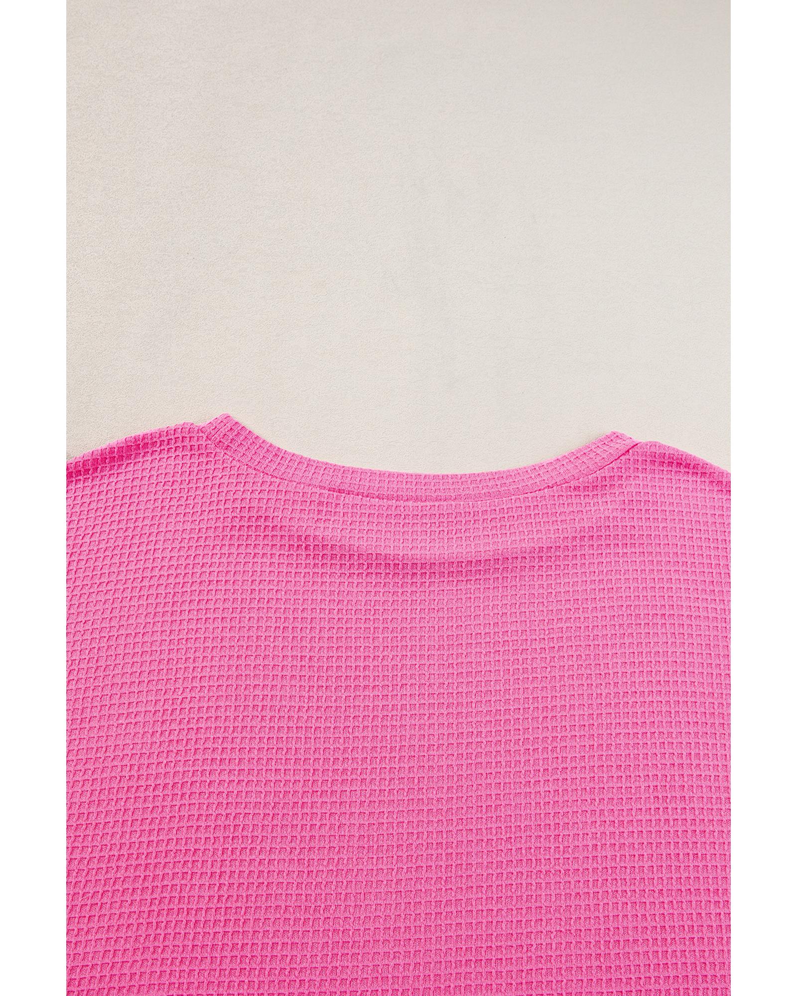 Rose Red Solid Waffle Knit Plus Size Two Piece Set - 1X
