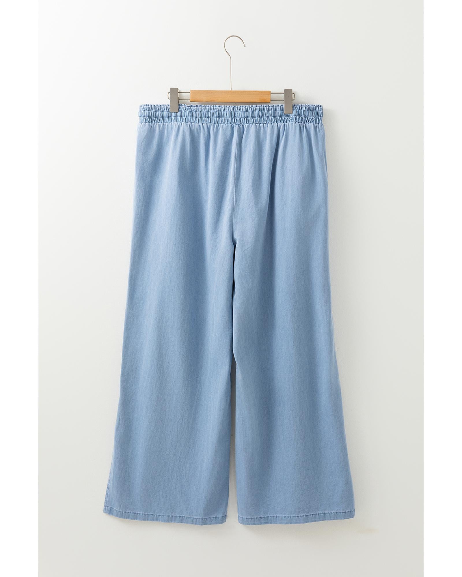 Beau Blue Casual Wide Slit Leg High Waist Loose Plus Size Jeans - 4X