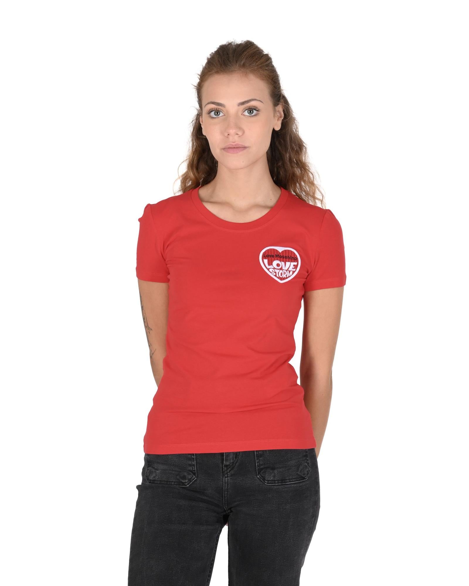 Love Moschino Women's Love Storm Red T-Shirt - 46 IT