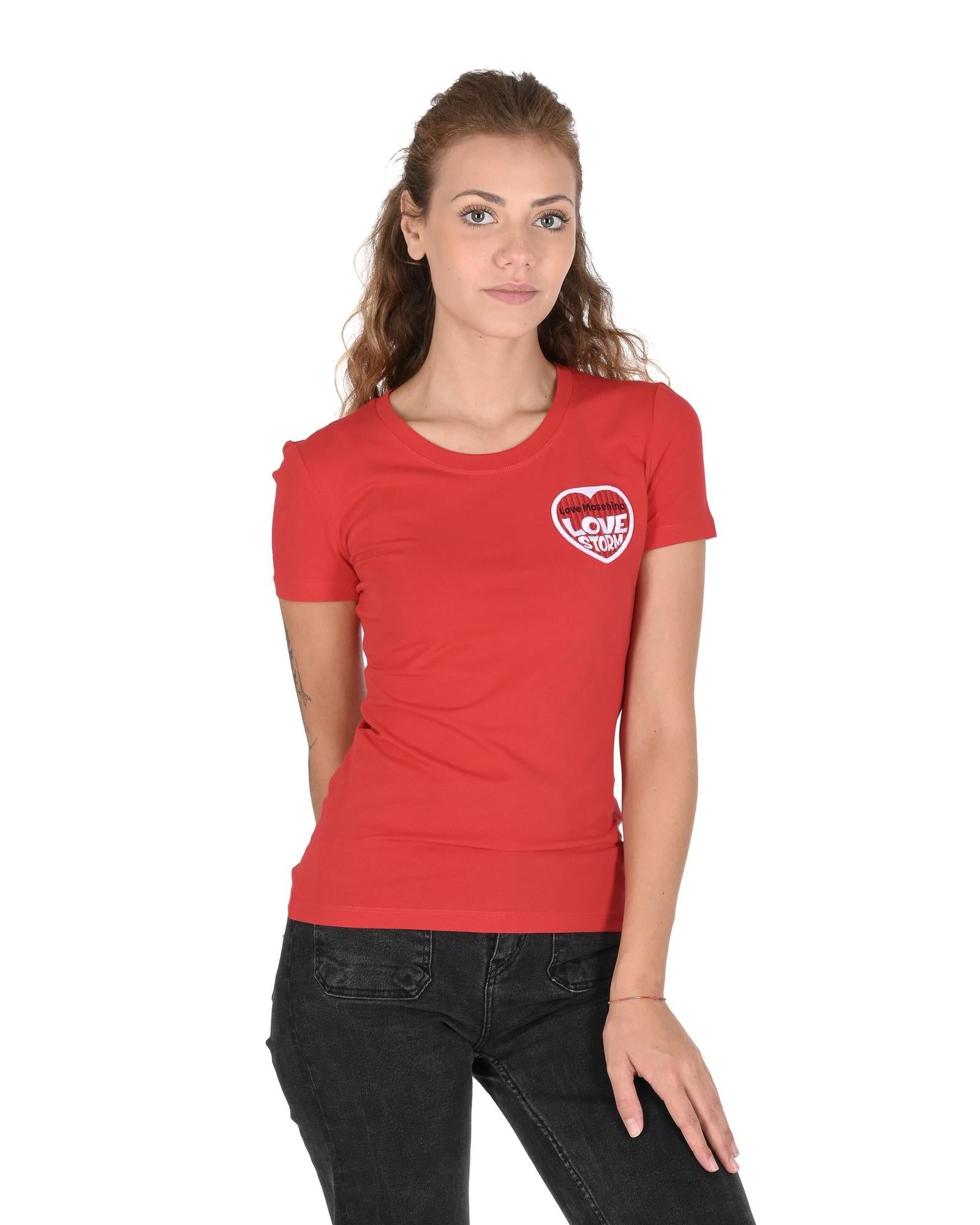 Love Moschino Women's Love Storm Red T-Shirt - 46 IT