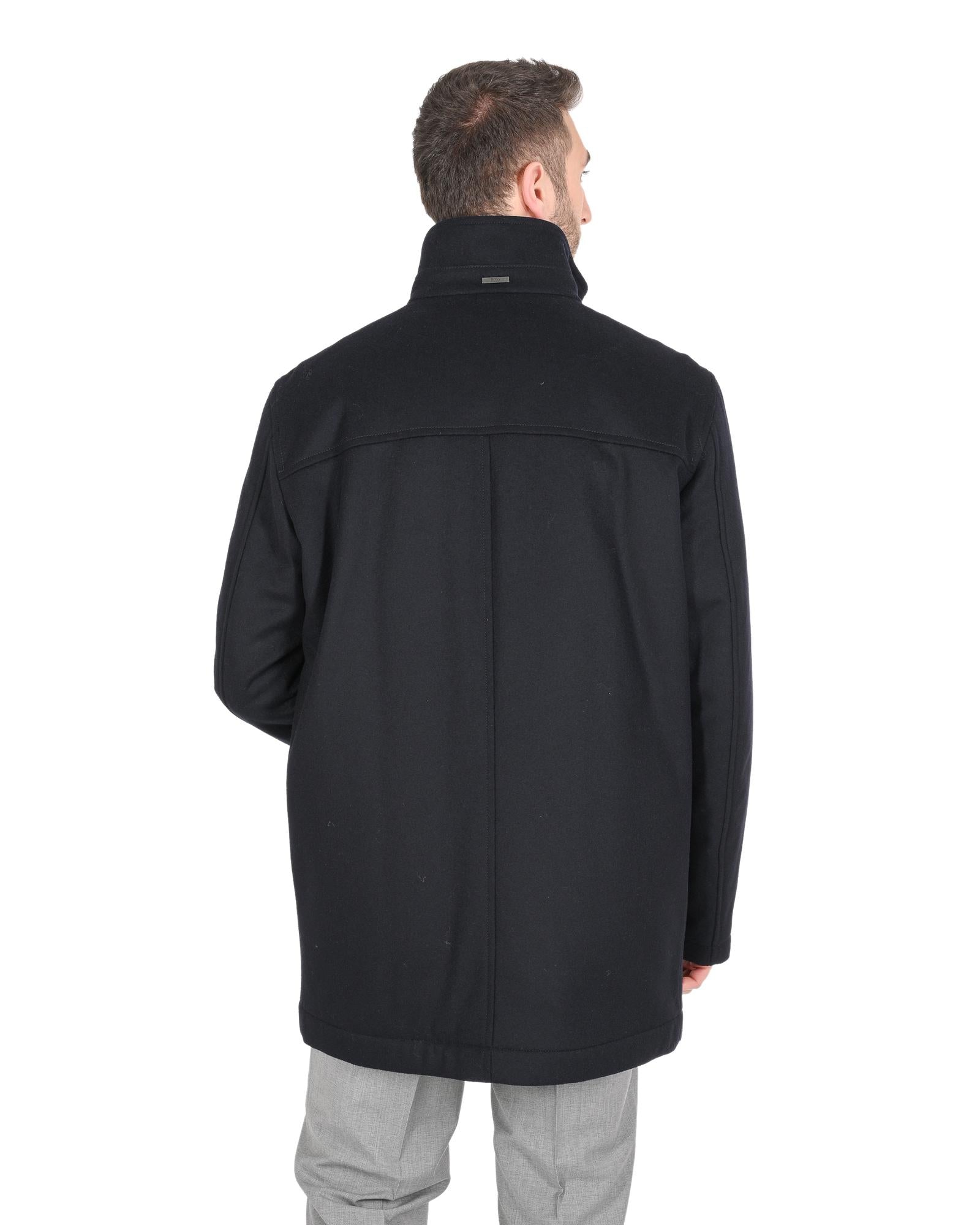 Hugo Boss Men's Dark Blue Wool-Cashmere Outerwear in Dark blue - 52 EU