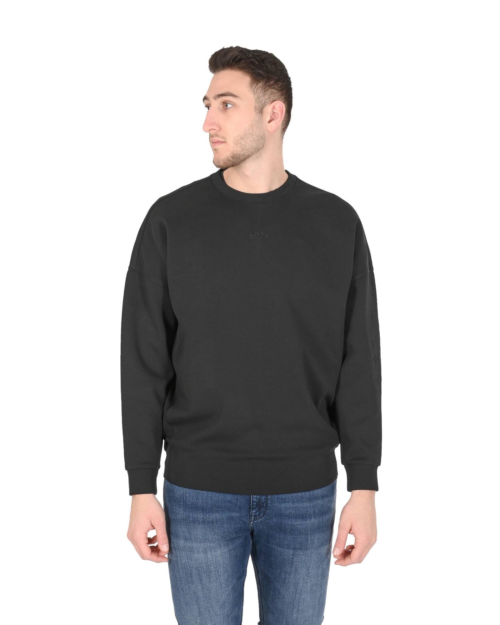 Hugo Boss Men's Black Cotton Blend Sweatshirt in Black - L