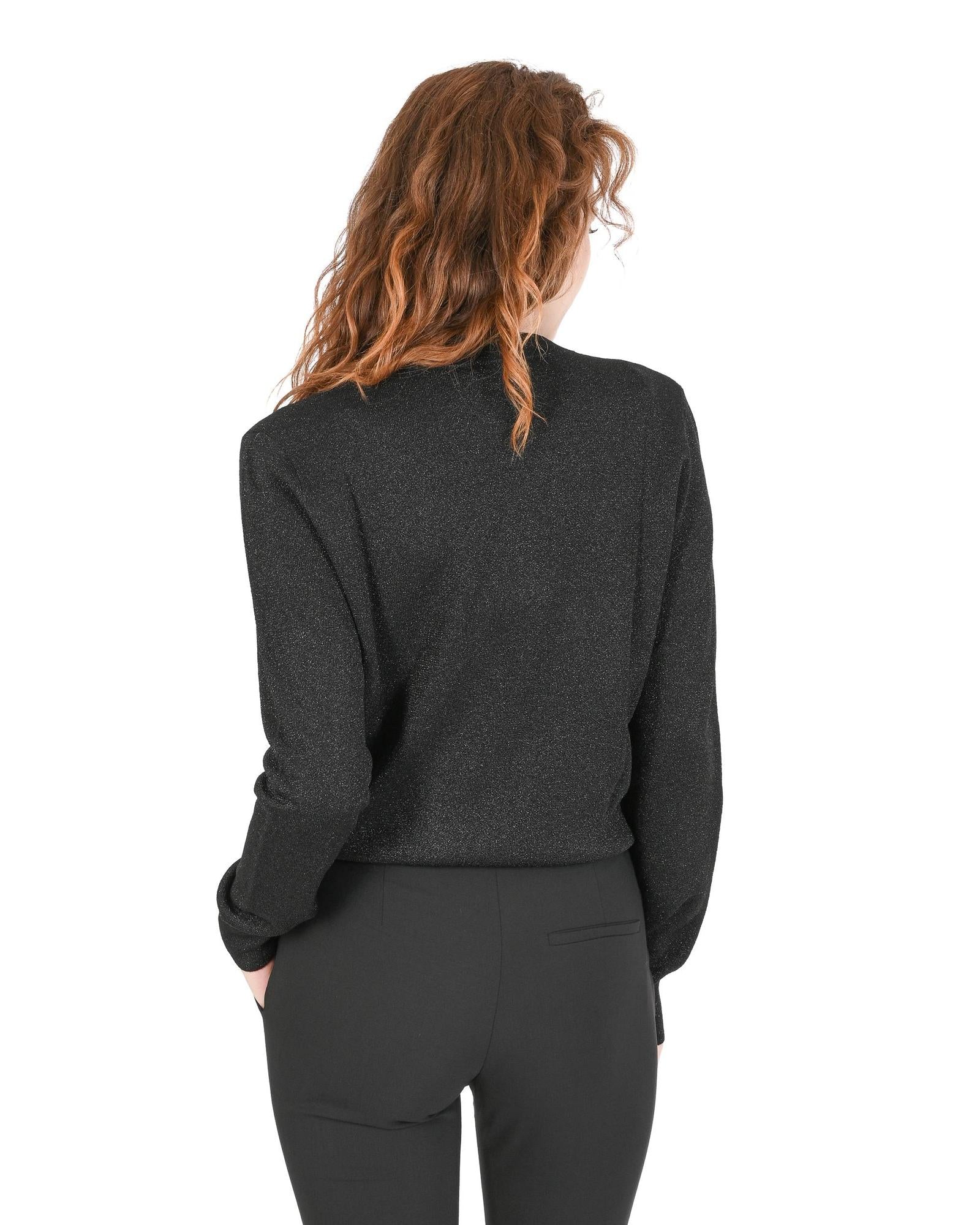 Hugo Boss Women's Black Wool Blend Metallic Sweater in Black - M