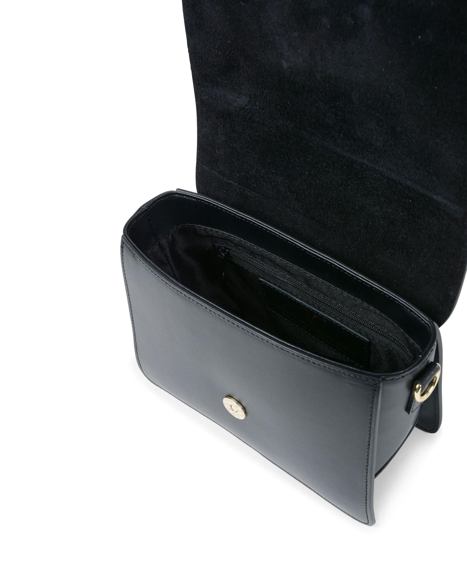 V Italia by Versace Black Leather Crossbody Bag - One Size