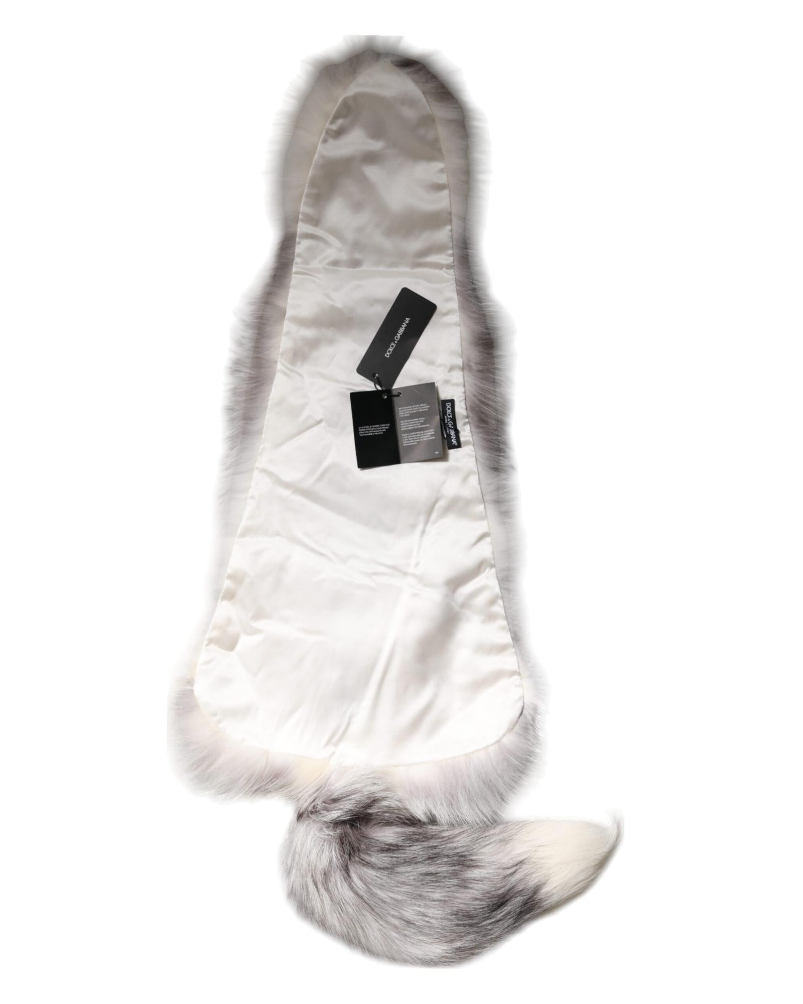 Dolce & Gabbana Women's White Fox Fur Neck Wrap Warmer Winter Scarf - One Size
