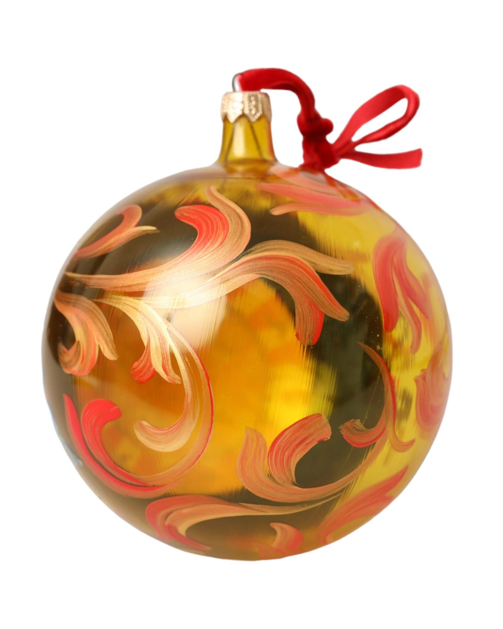 Dolce & Gabbana Women's Gold Tone Carretto Print Round Ornat Christmas Ball - One Size
