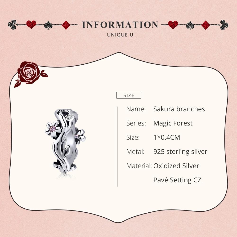 925 Sterling Silver Cherry Blossom Branch Pendant For Diy Bracelets And Necklaces